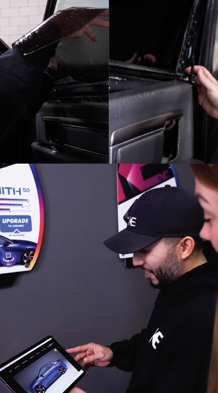Kepler Dealer Showing Car Window Film Options to Customer in Wallingford, Connecticut