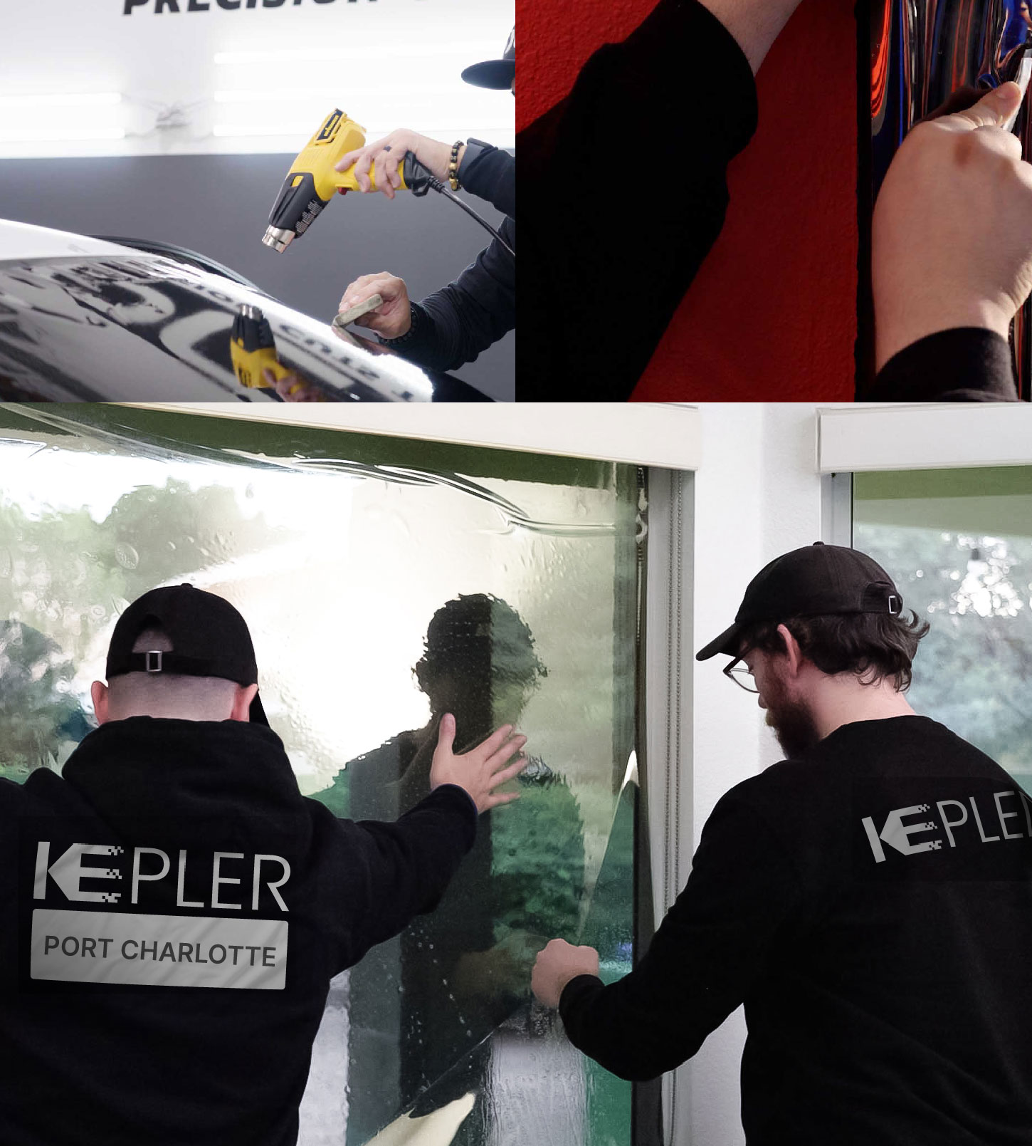 Kepler Technician Applying Ceramic Window Tint to Home in Port Charlotte