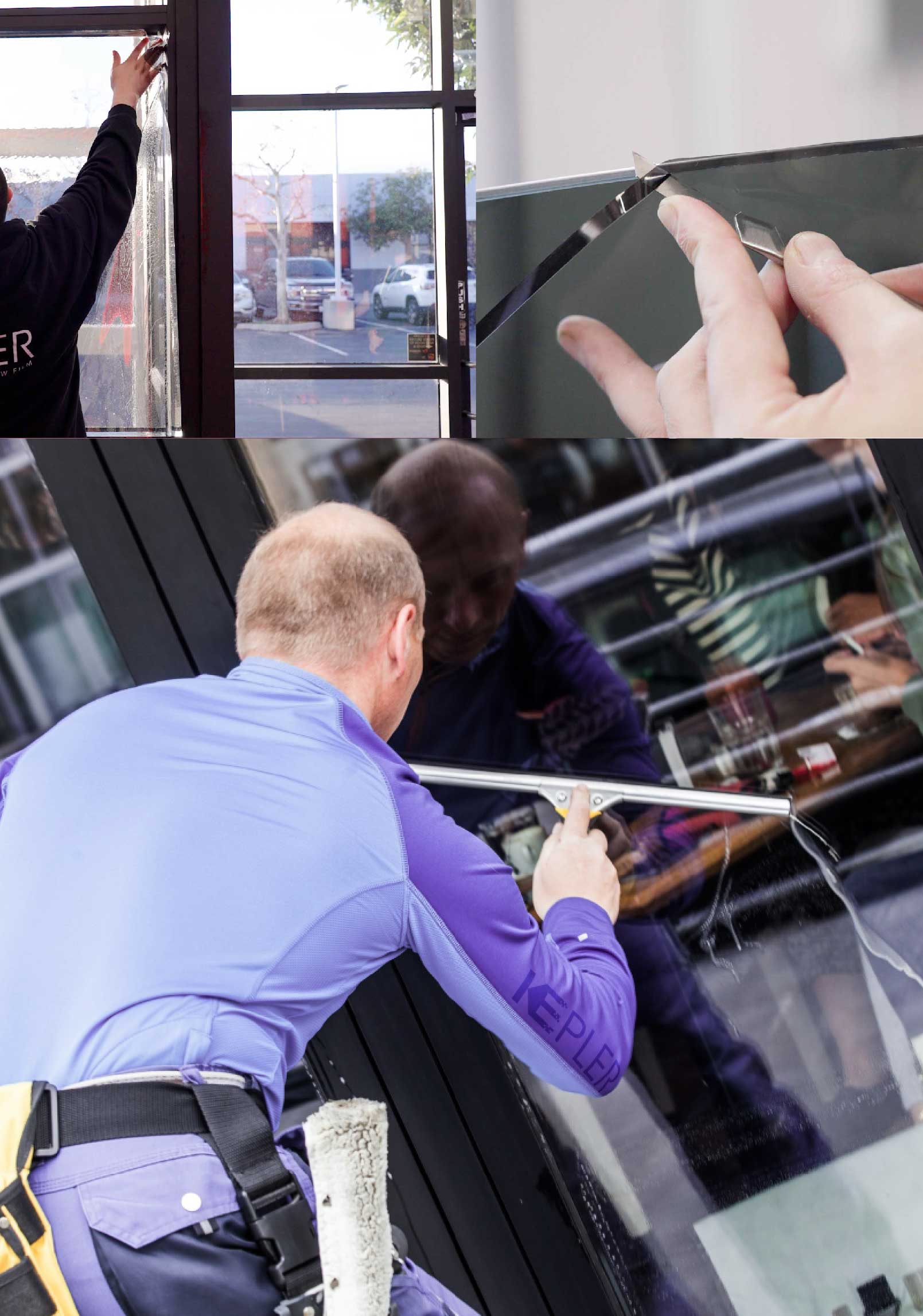 Kepler Professional Applying Anti-Graffiti Window Film to a Plainville Shop Front
