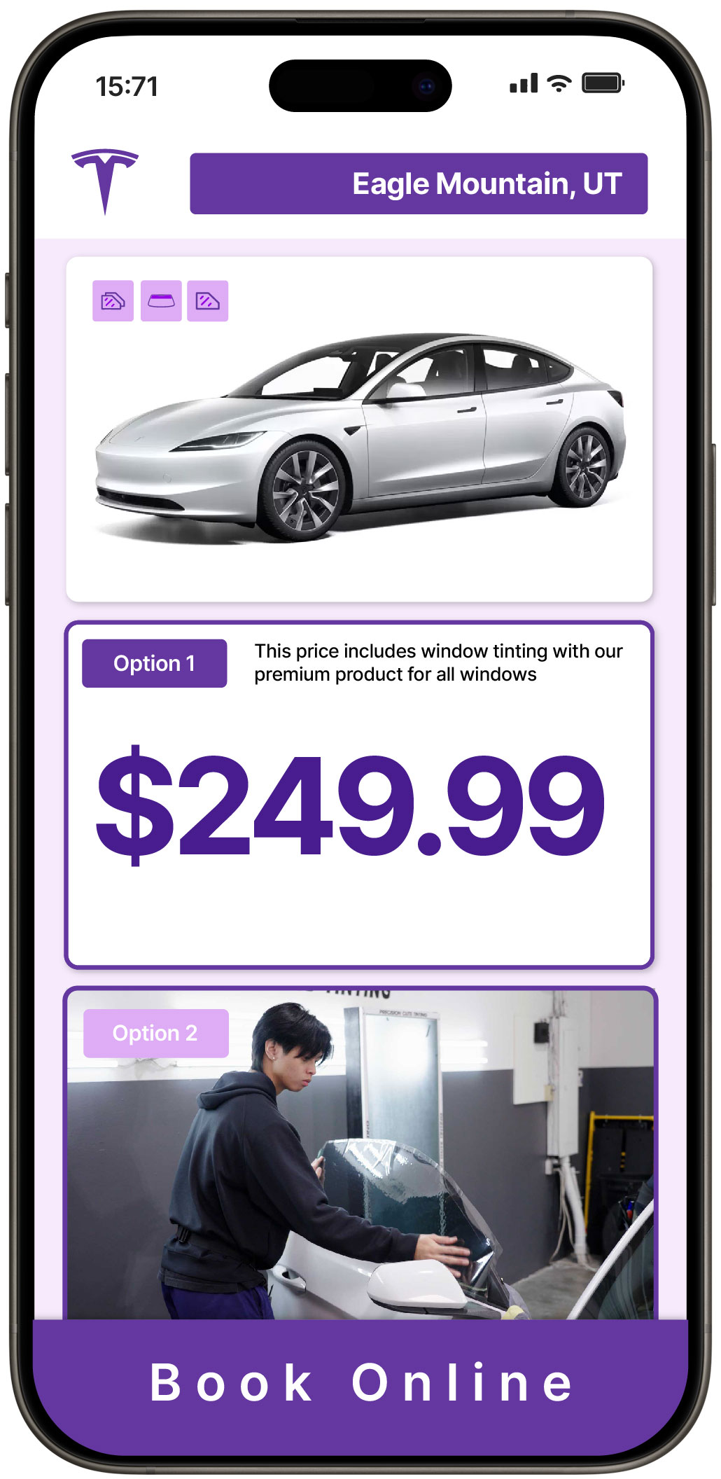 View Competitive Tesla Window Tinting Rates in Eagle Mountain, Utah