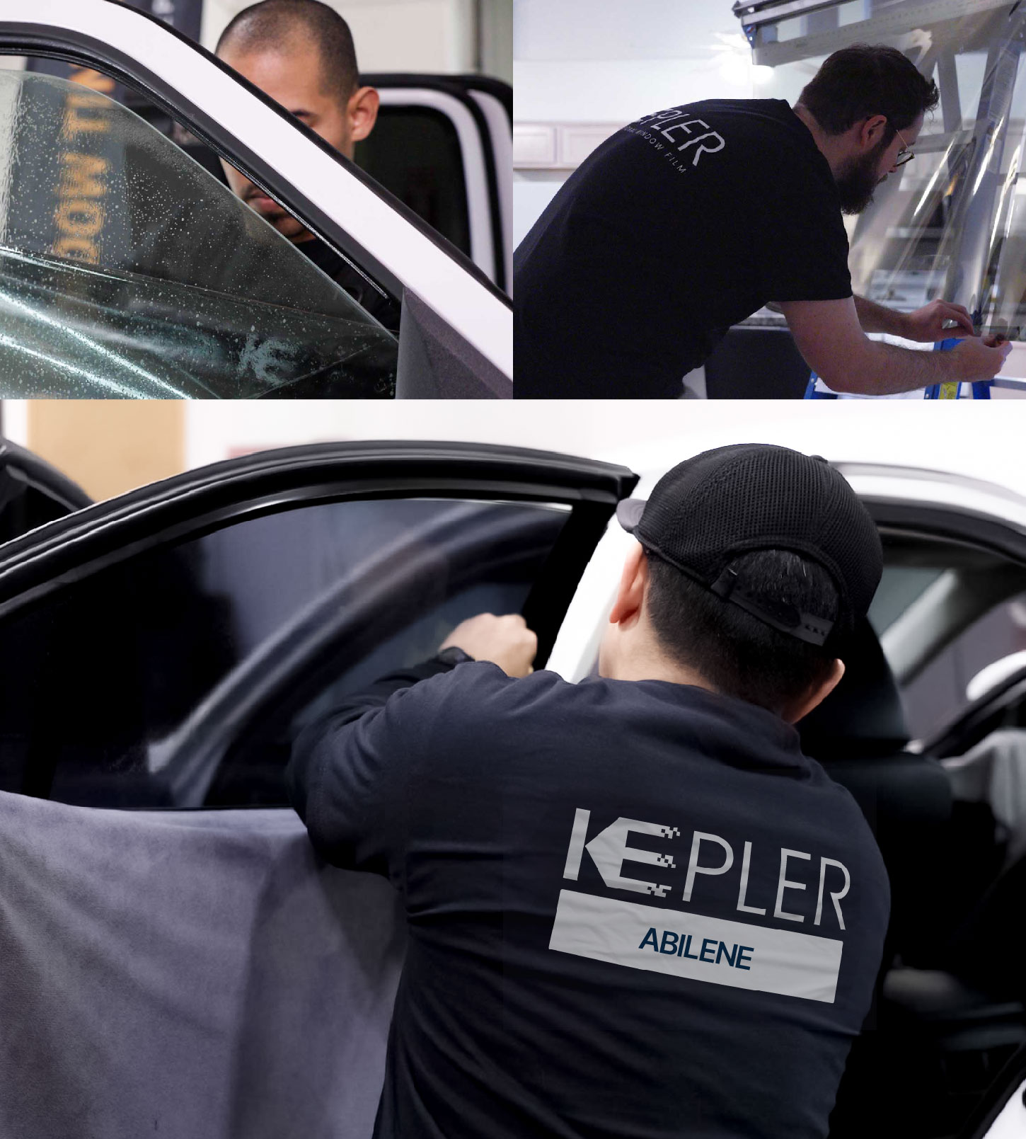 Automotive Window Tinting Expert Applying Film in Abilene, Texas