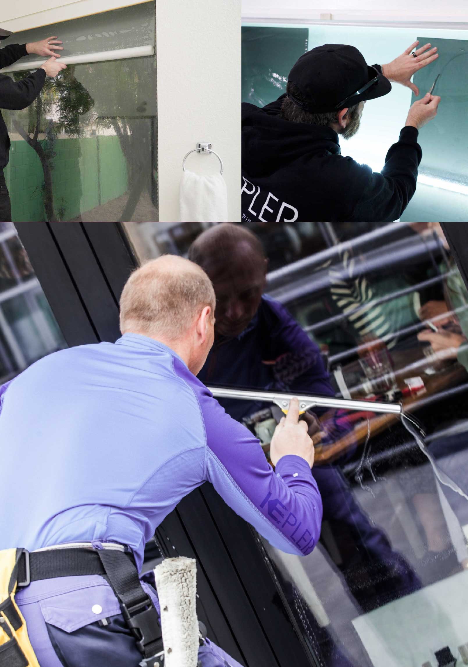 Kepler Professional Applying Anti-Graffiti Window Film to a Wilmette Shop Front