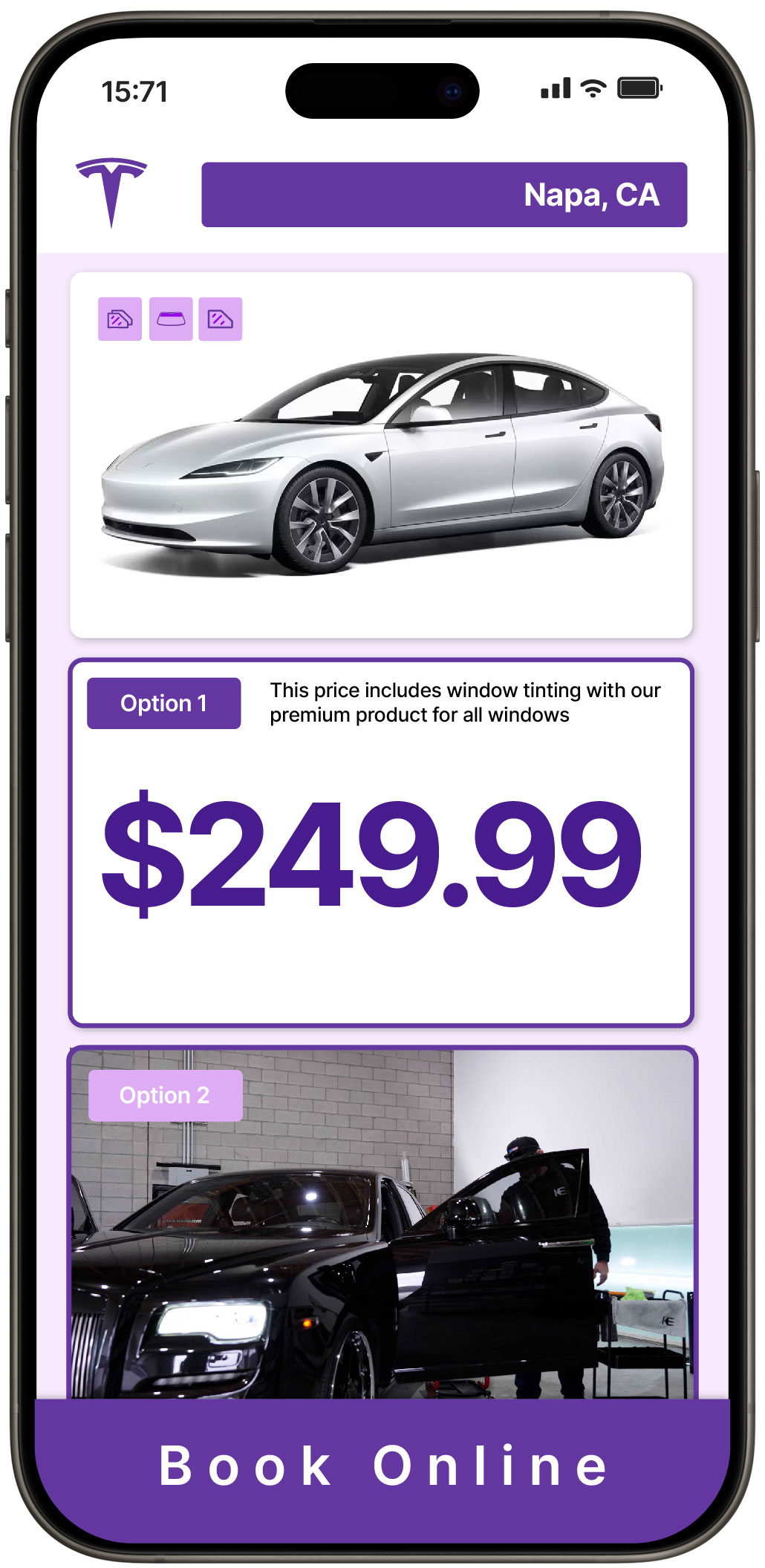 View Competitive Tesla Window Tinting Prices in Napa, California