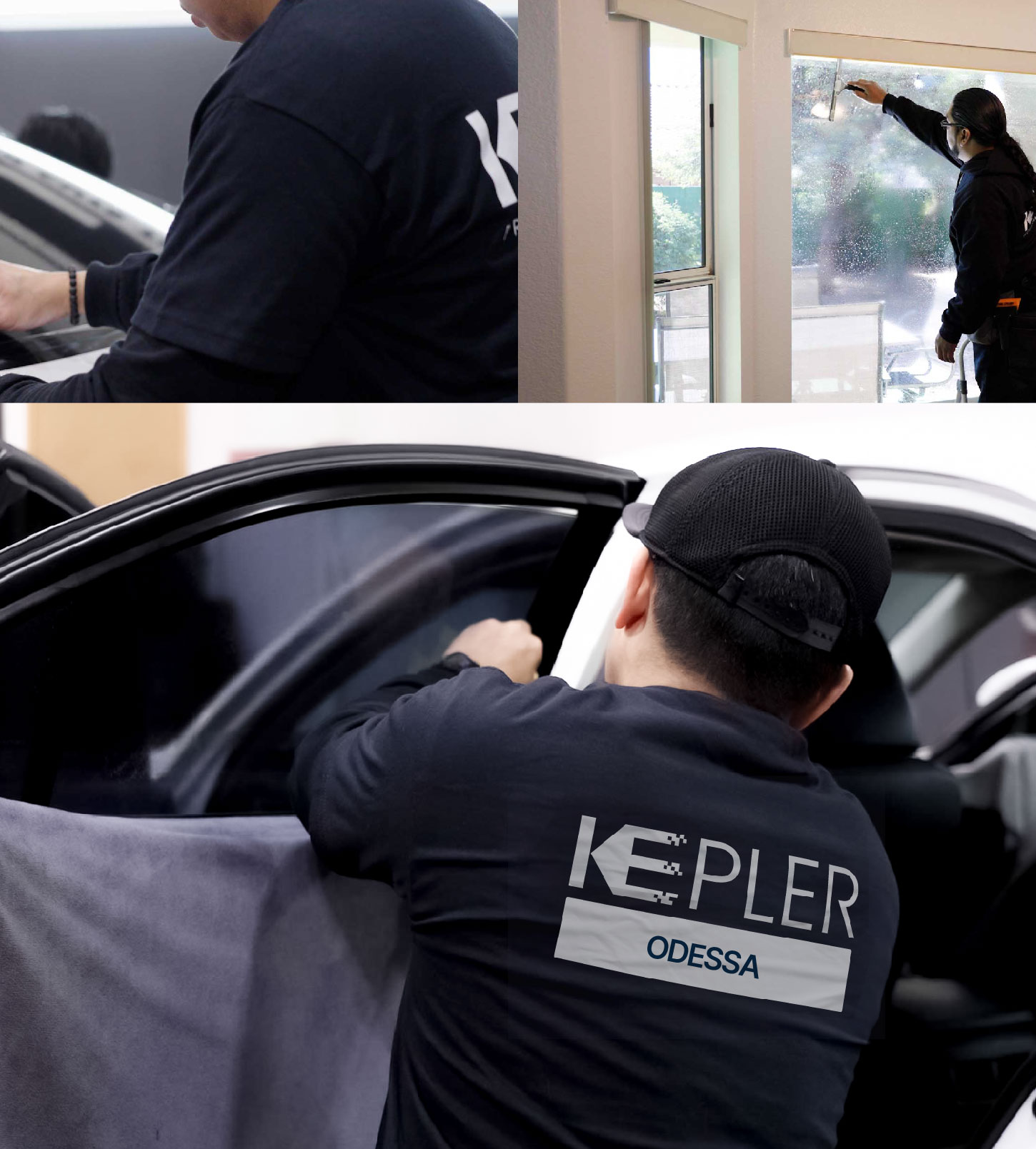 Automotive Window Tinting Expert Applying Film in Odessa, Texas