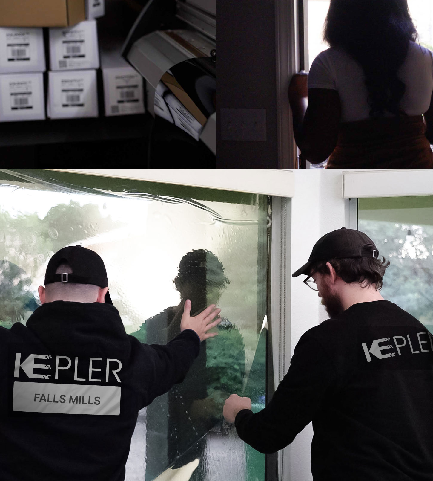 Kepler Technician Installing Advanced Window Tint to Home in Falls Mills