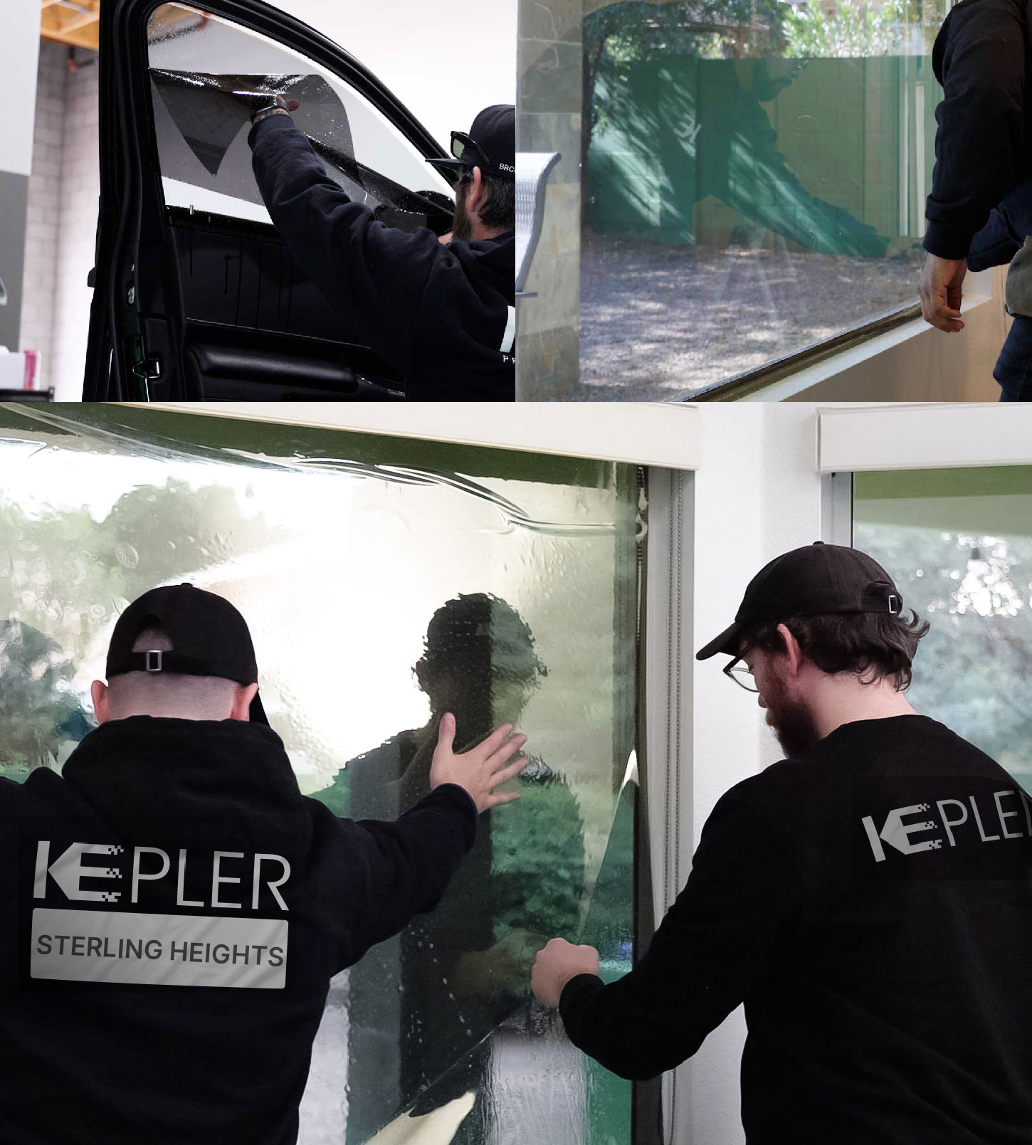Kepler Technician Fitting Ceramic Window Tint to Home in Sterling Heights