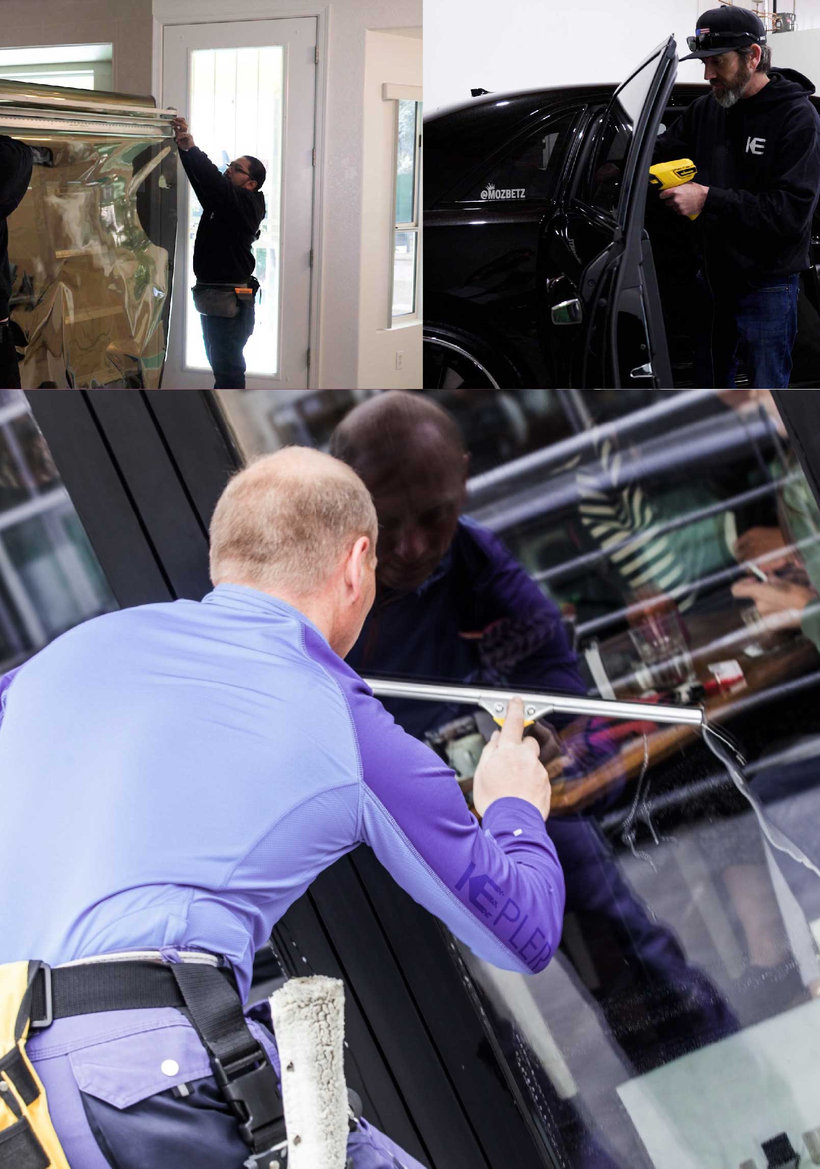 Kepler Professional Applying Anti-Graffiti Window Film to a Laurinburg Shop Front