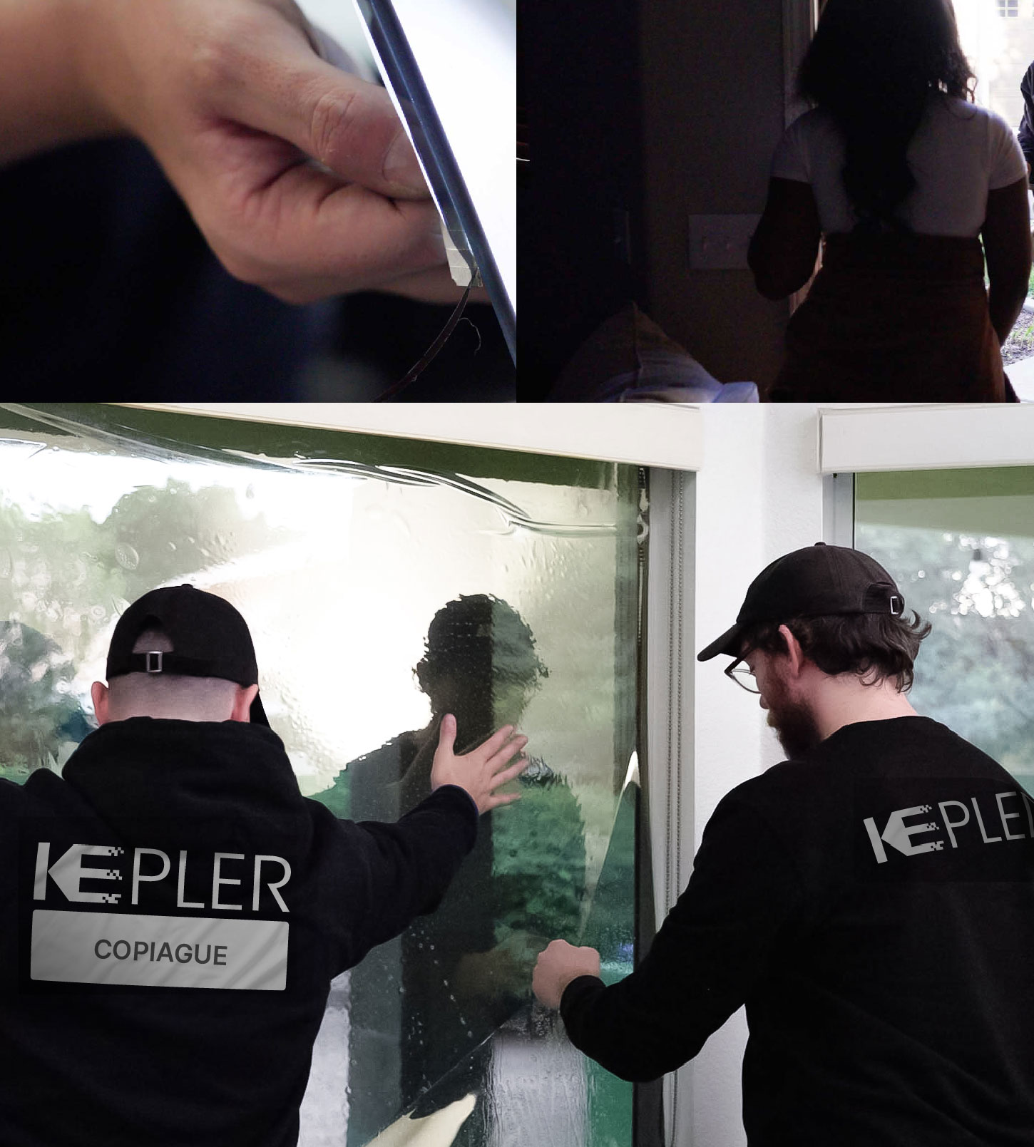 Expert Technician Installing Advanced Window Tint to Home in Copiague