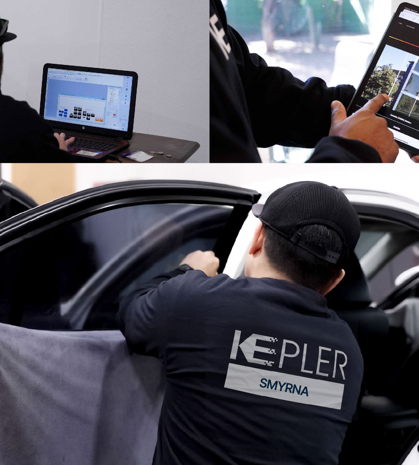 Automotive Window Tinting Expert Applying Film in Smyrna, Tennessee