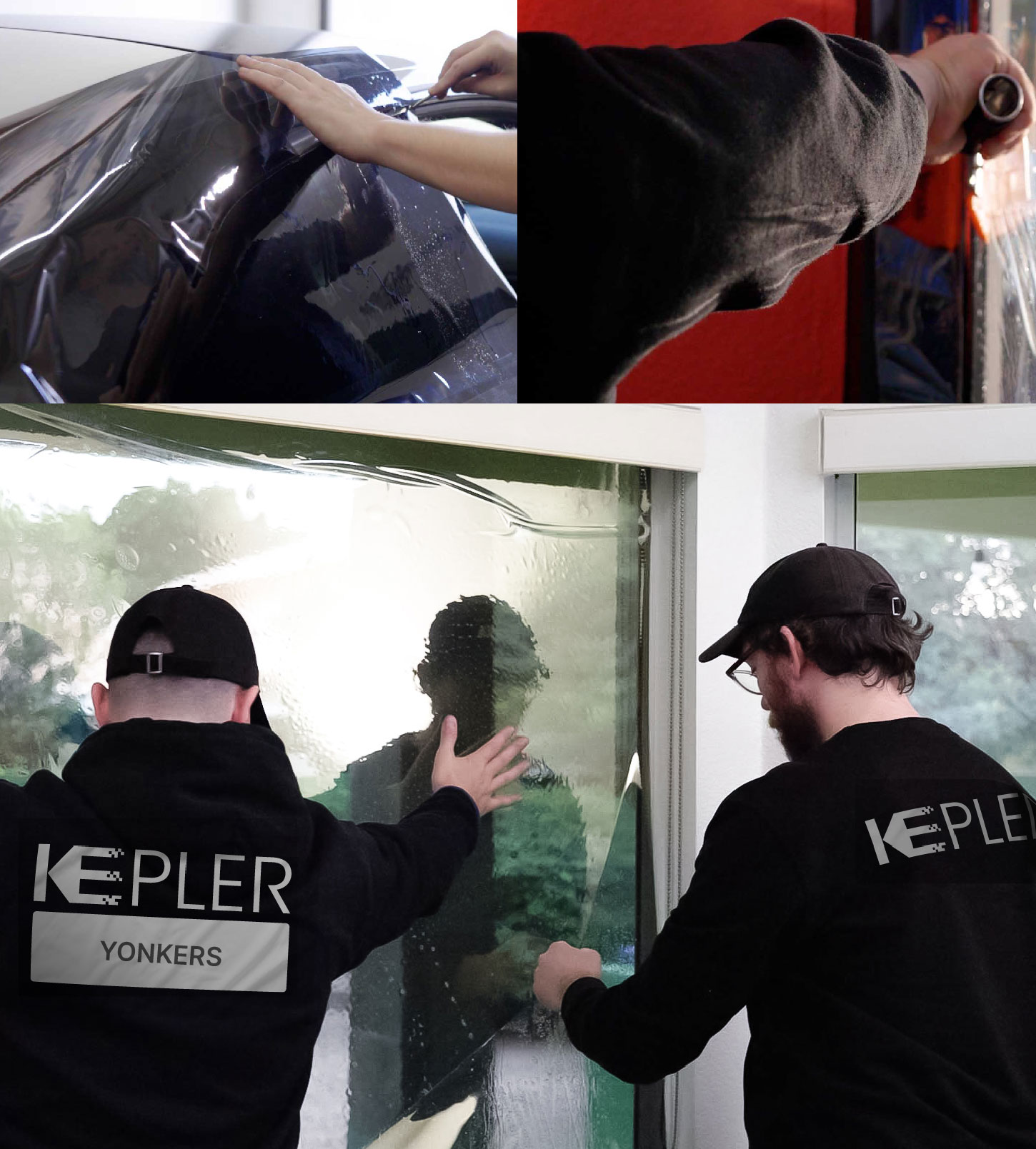 Expert Technician Applying Ceramic Window Tint to Home in Yonkers