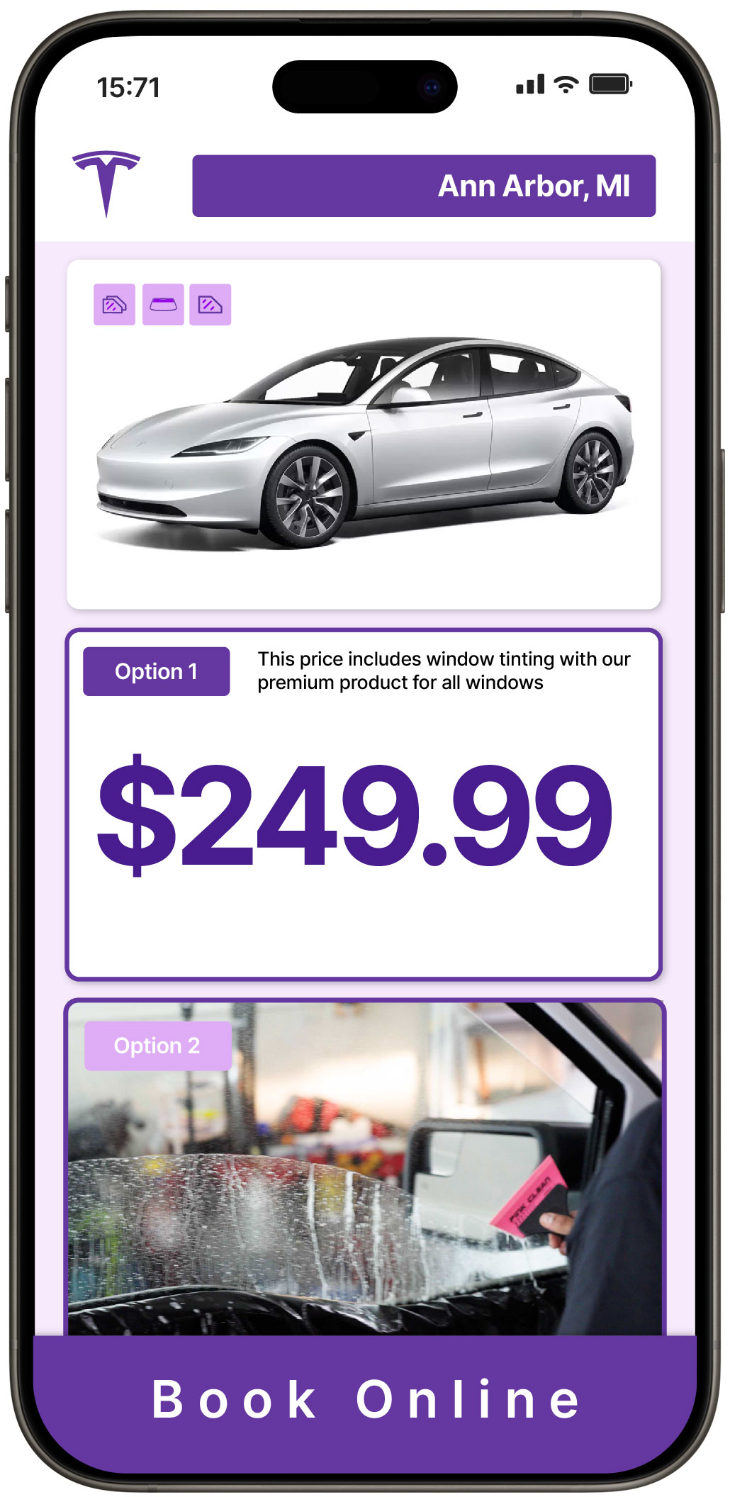 View Affordable Tesla Window Tinting Costs in Ann Arbor, Michigan