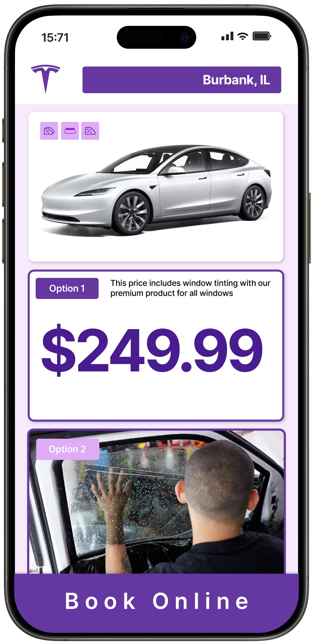 View Reasonable Tesla Window Tinting Costs in Burbank, Illinois