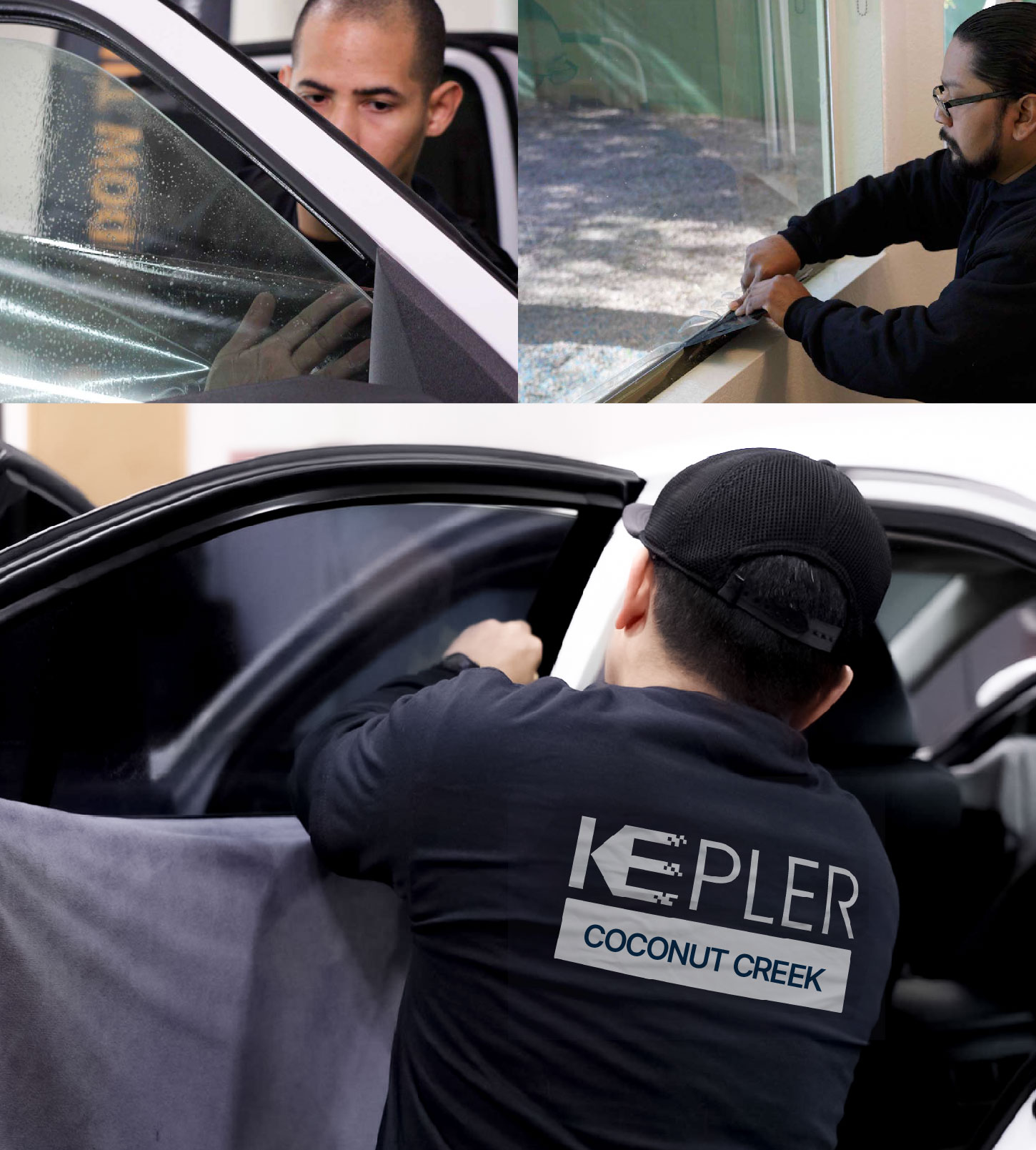 Automotive Window Tinting Expert Applying Film in Coconut Creek, Florida
