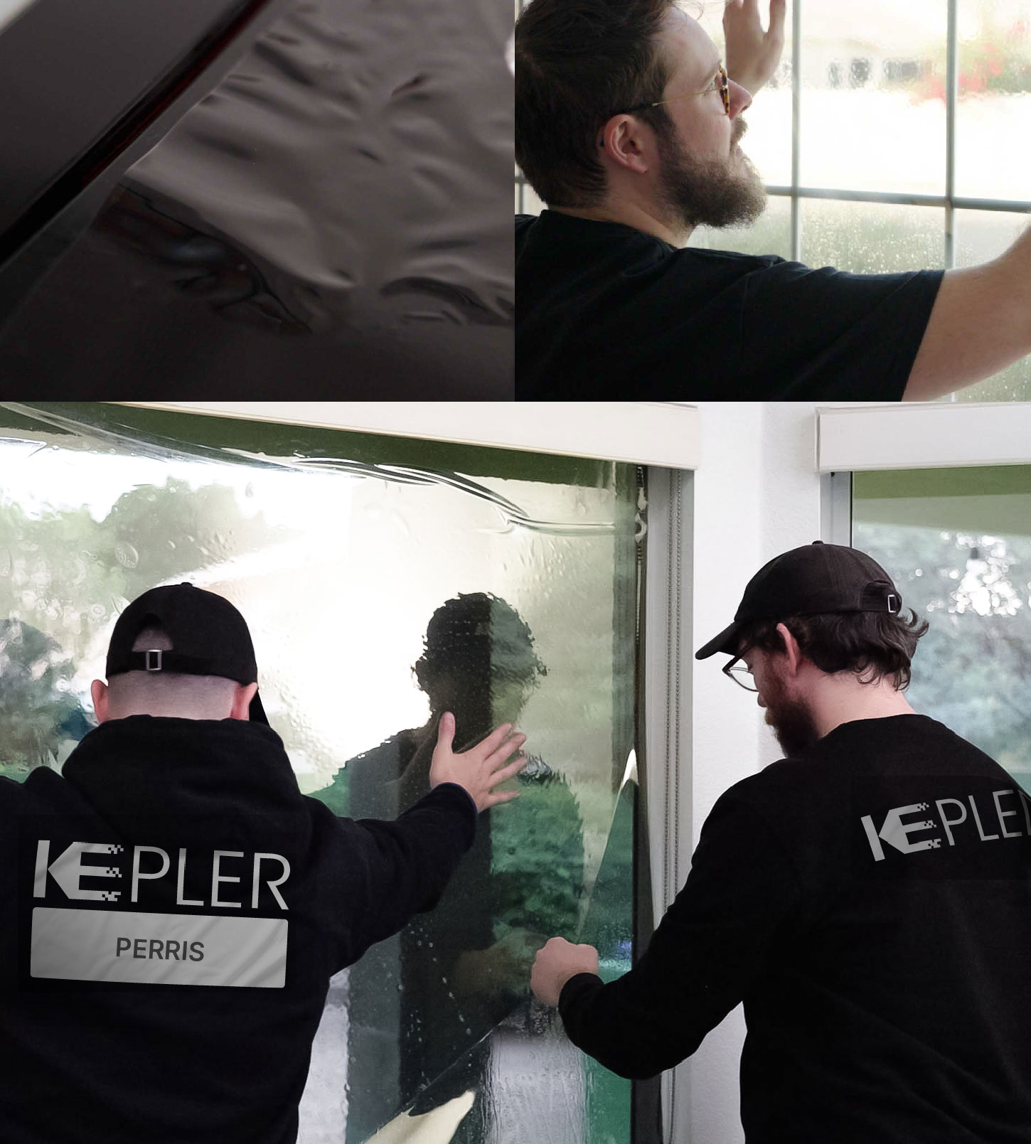 Kepler Technician Fitting Ceramic Window Tint to Home in Perris