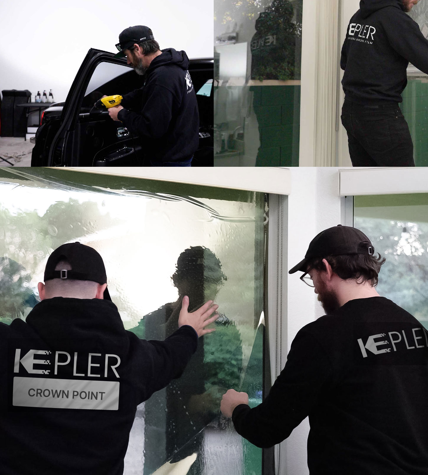 Expert Technician Fitting Advanced Window Tint to Home in Crown Point