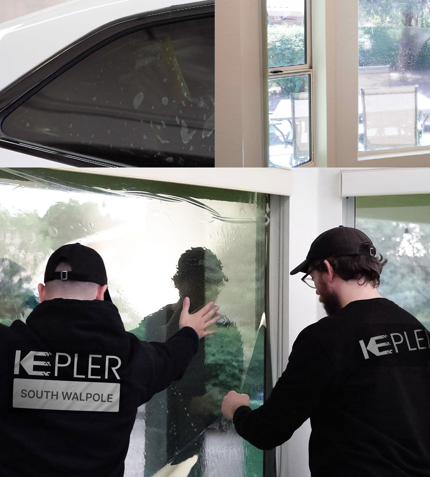 Expert Technician Installing Advanced Window Tint to Home in South Walpole