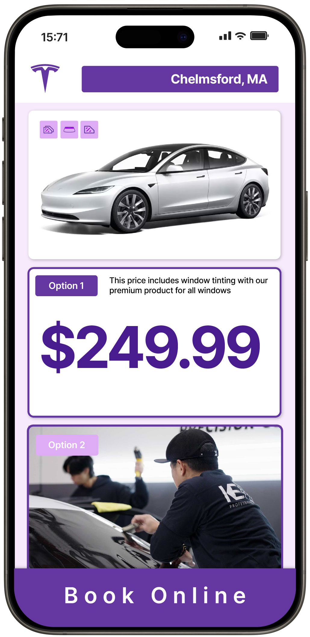 View Competitive Tesla Window Tinting Prices in Chelmsford, Massachusetts