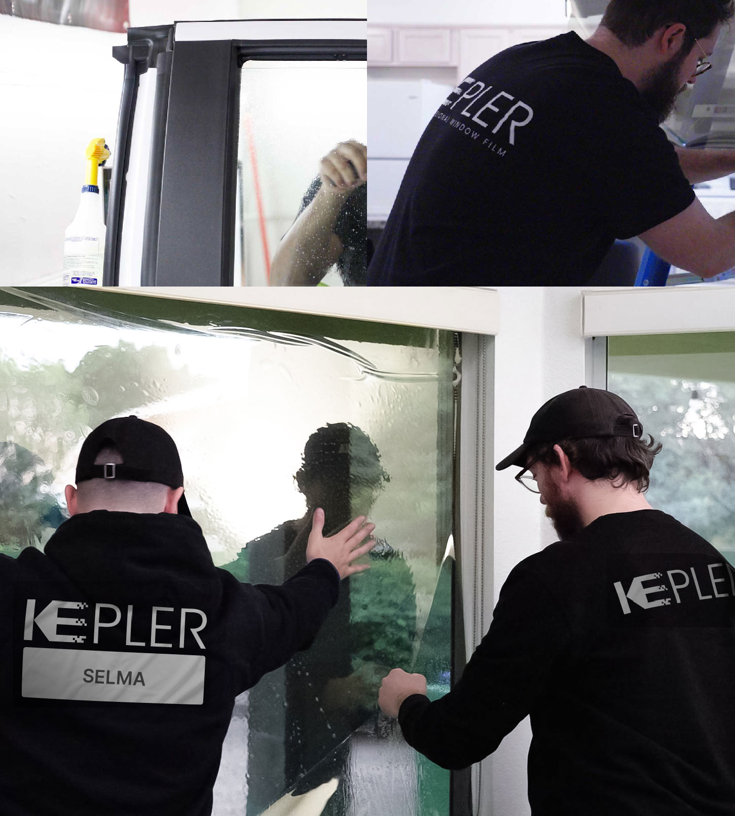 Kepler Technician Applying Advanced Window Tint to Home in Selma