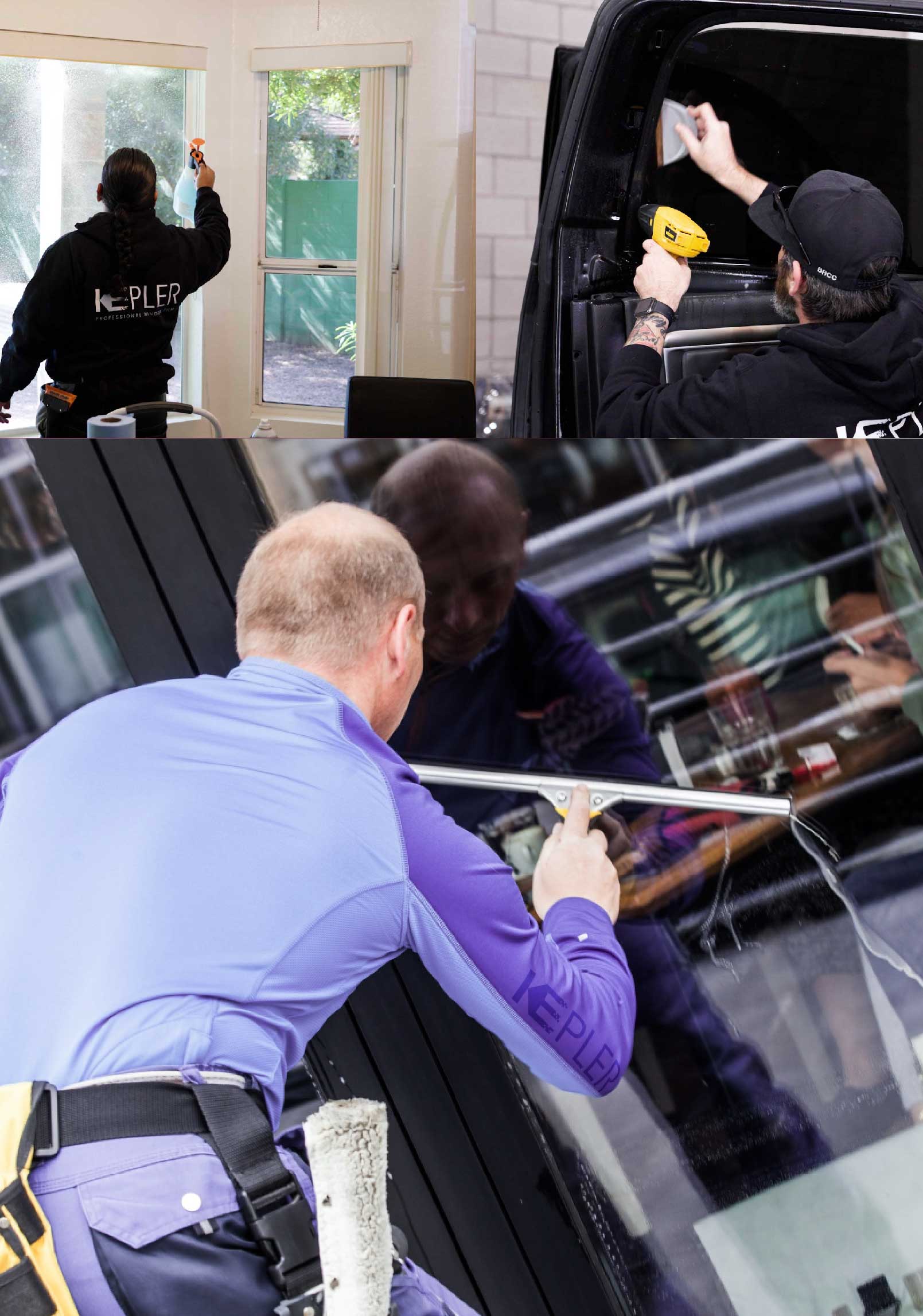 Kepler Professional Applying Anti-Graffiti Window Film to a West Sacramento Shop Front