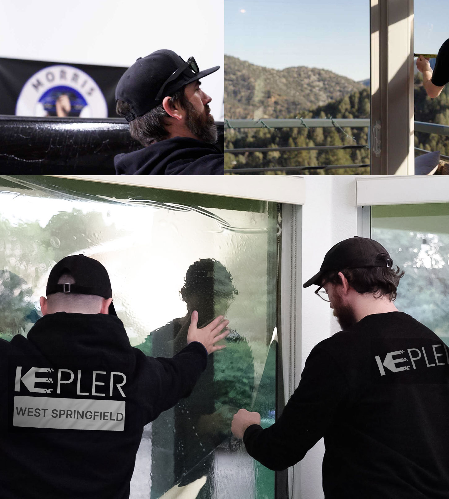 Expert Technician Applying Advanced Window Tint to Home in West Springfield