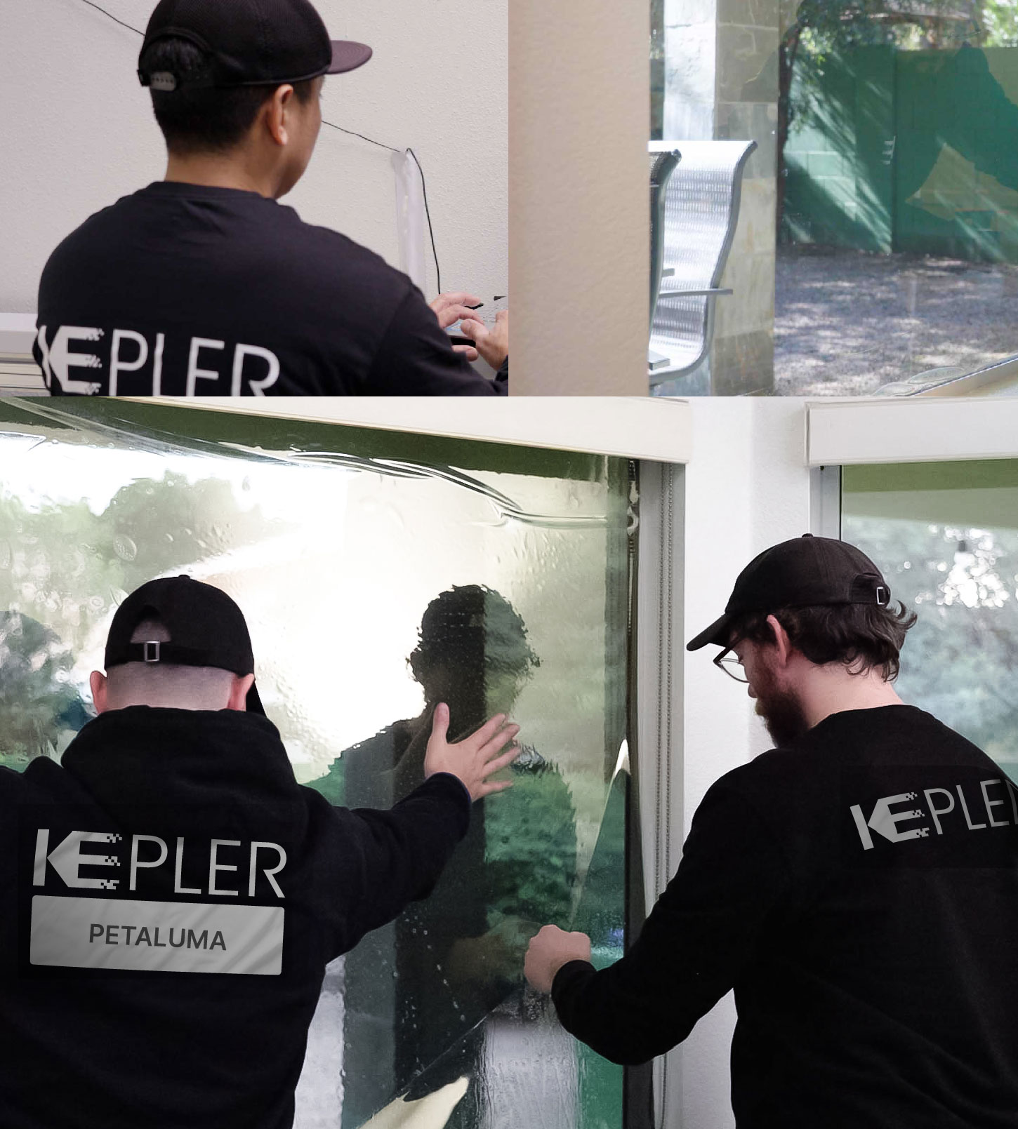 Expert Technician Fitting High-tech Window Tint to Home in Petaluma