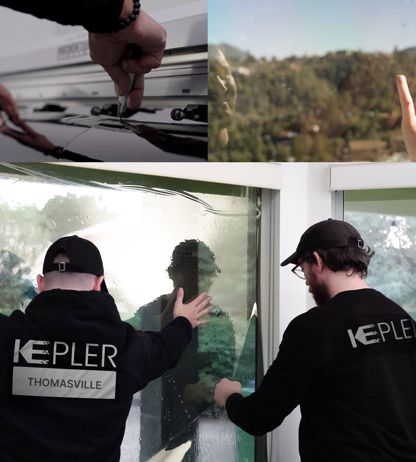 Kepler Technician Applying High-tech Window Tint to Home in Thomasville