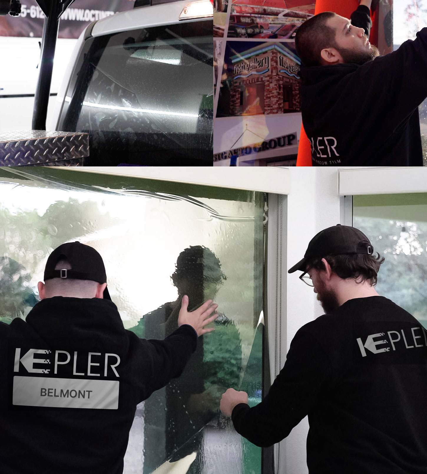 Kepler Technician Installing High-tech Window Tint to Home in Belmont