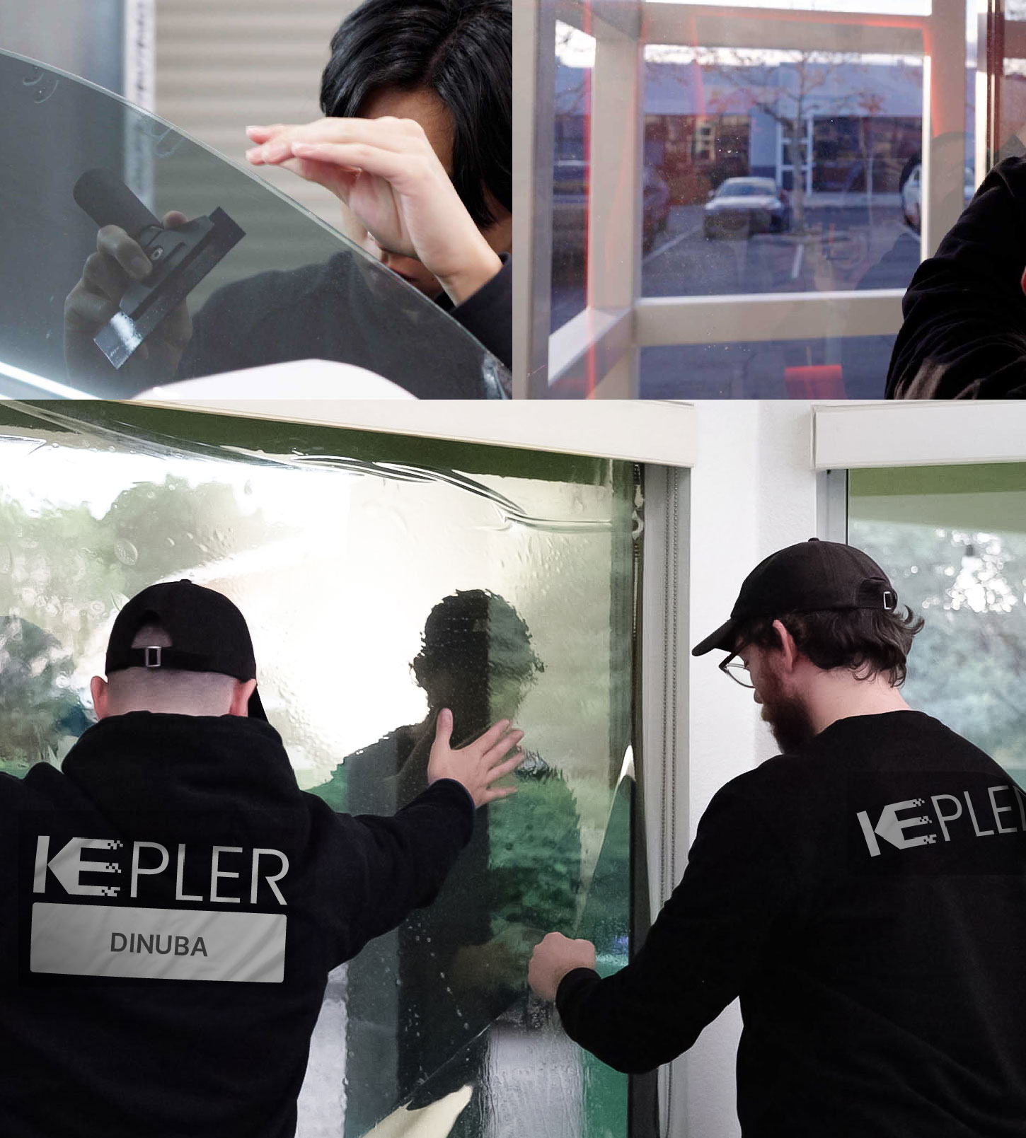 Expert Technician Applying Advanced Window Tint to Home in Dinuba