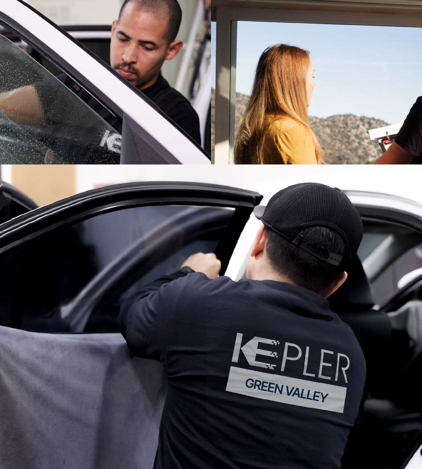 Automotive Window Tinting Expert Applying Film in Green Valley, Arizona