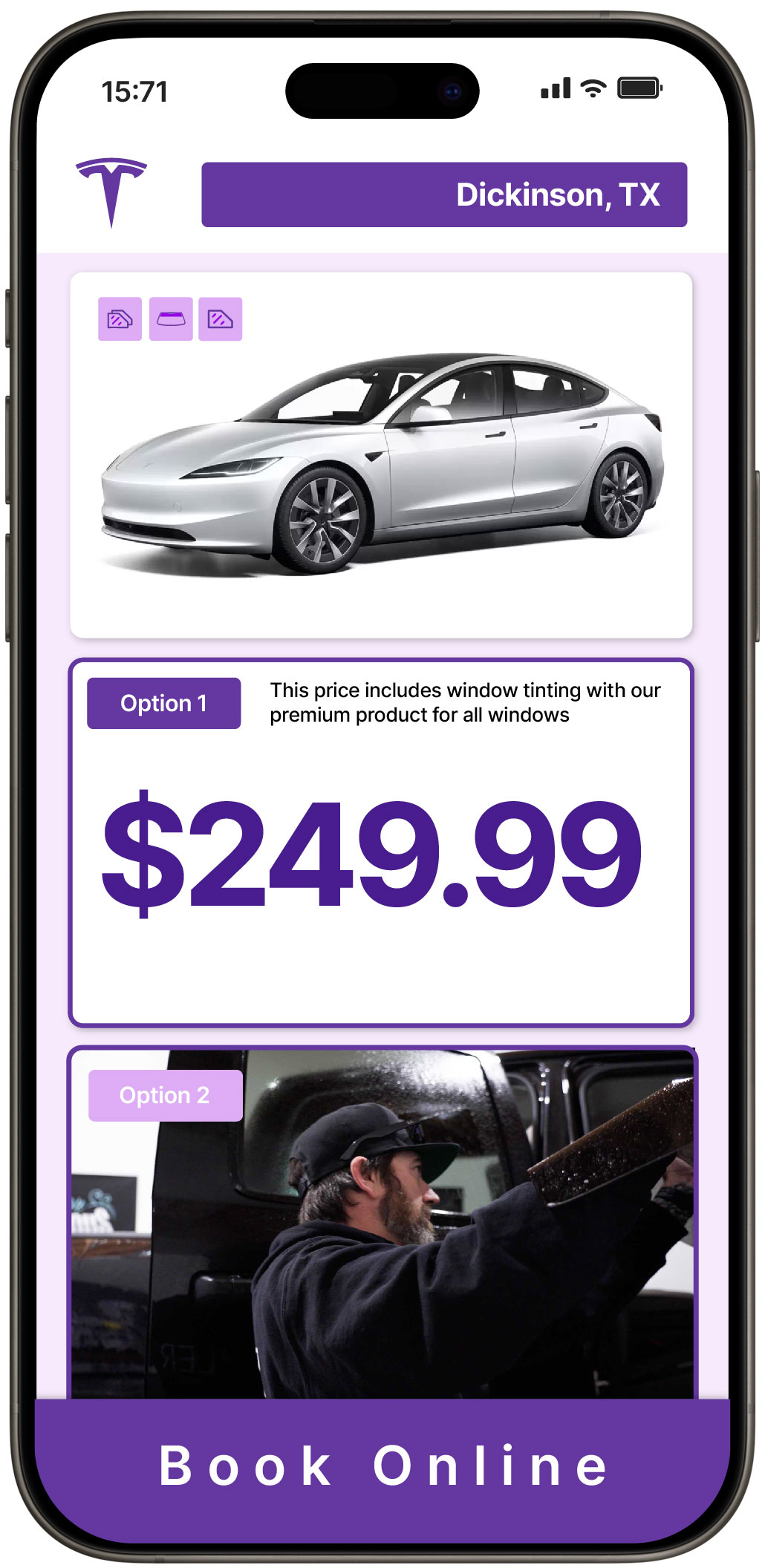 View Reasonable Tesla Window Tinting Rates in Dickinson, Texas