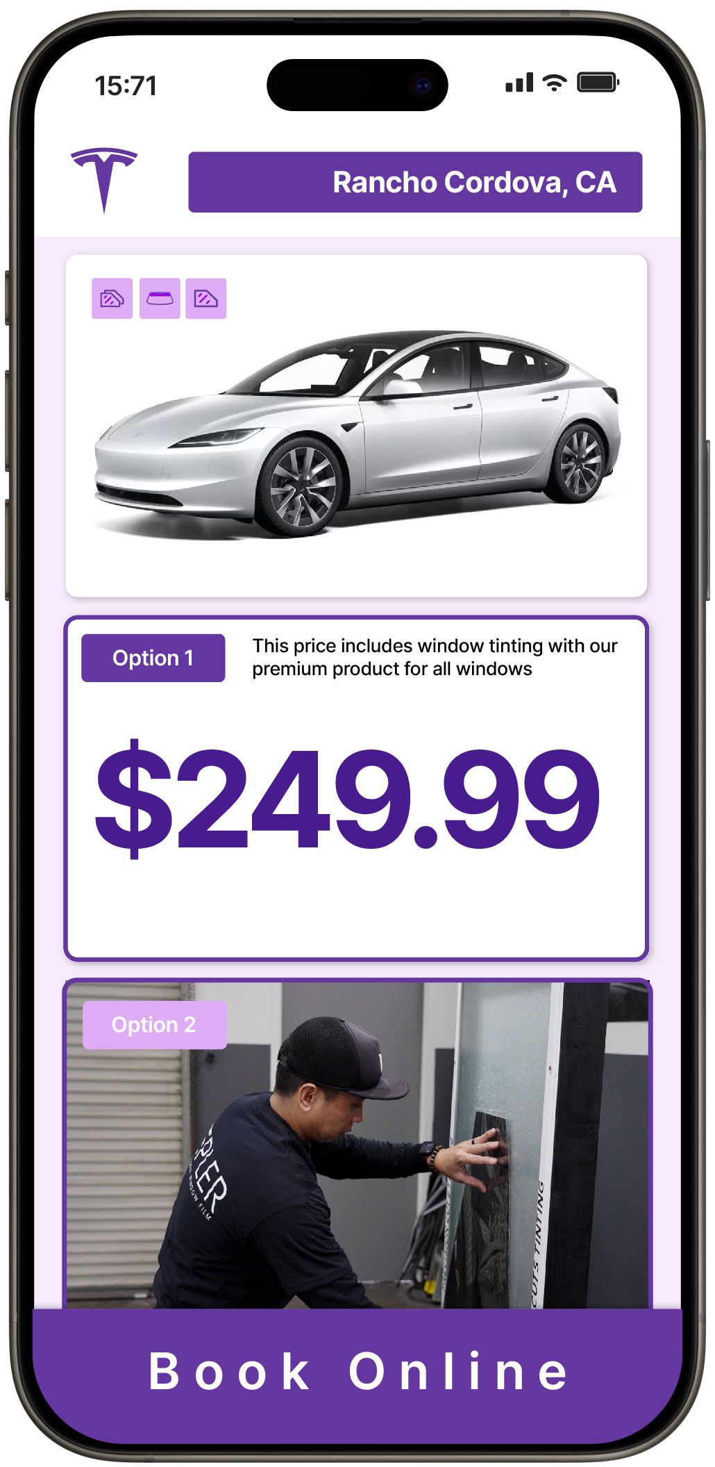 View Reasonable Tesla Window Tinting Rates in Rancho Cordova, California