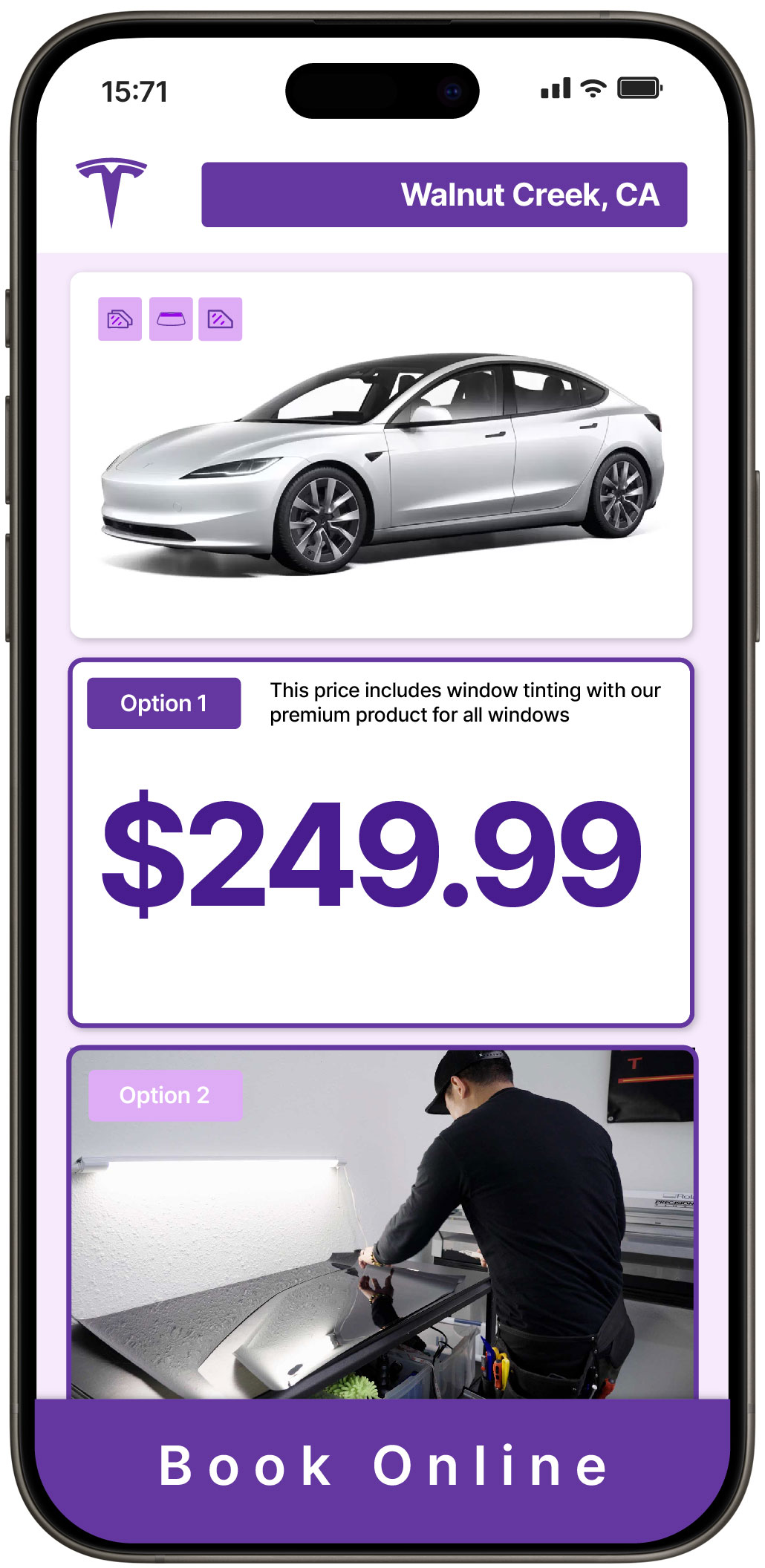 View Competitive Tesla Window Tinting Costs in Walnut Creek, California