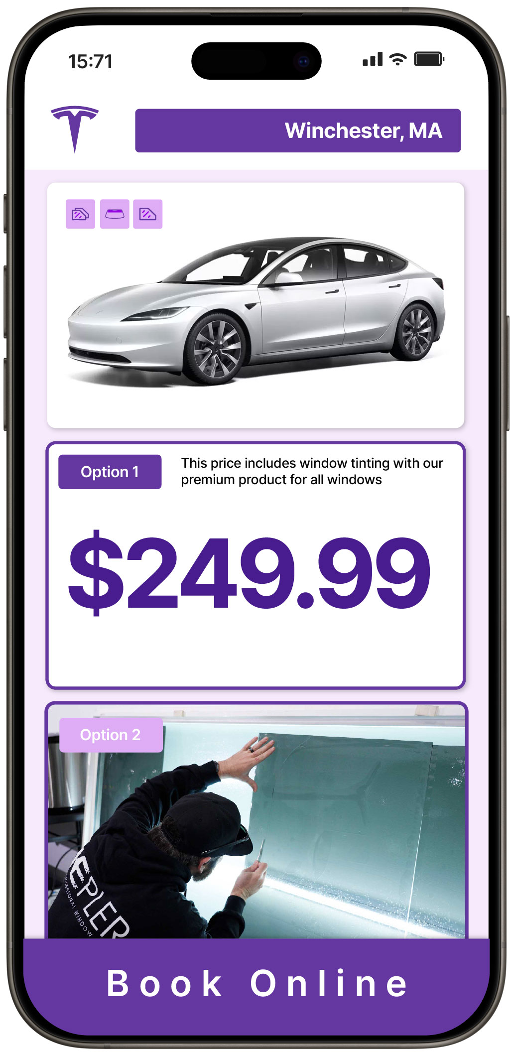 View Affordable Tesla Window Tinting Prices in Winchester, Massachusetts