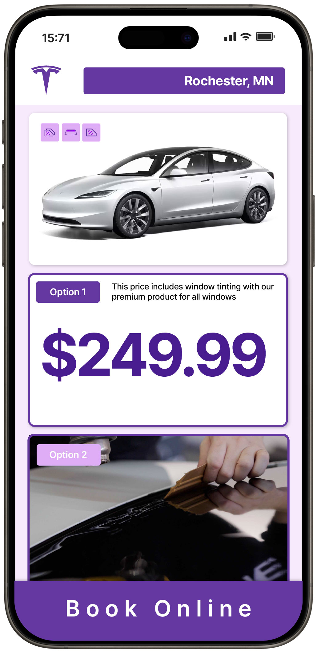 View Affordable Tesla Window Tinting Rates in Rochester, Minnesota