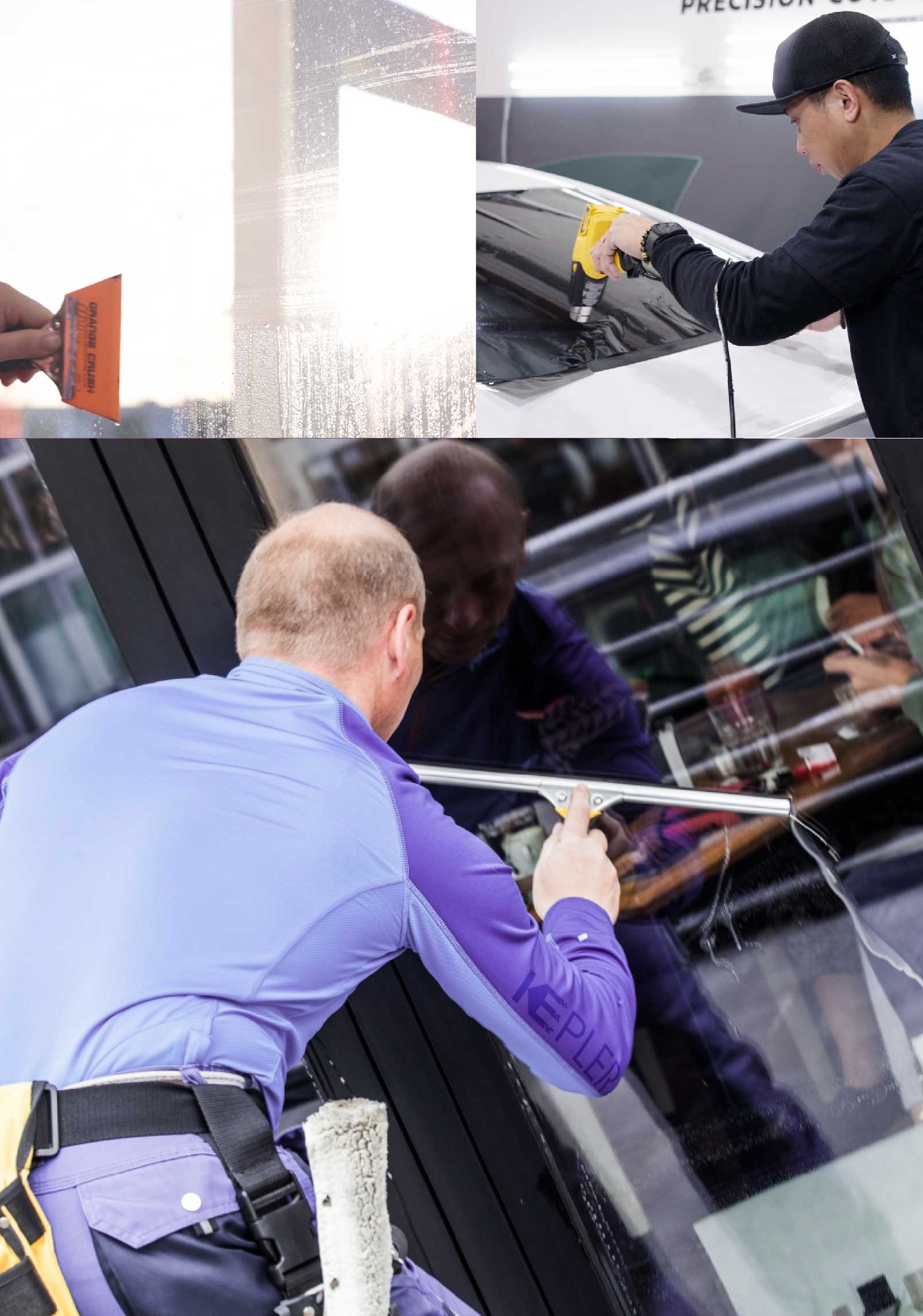 Kepler Professional Applying Anti-Graffiti Window Film to a Lewiston Shop Front