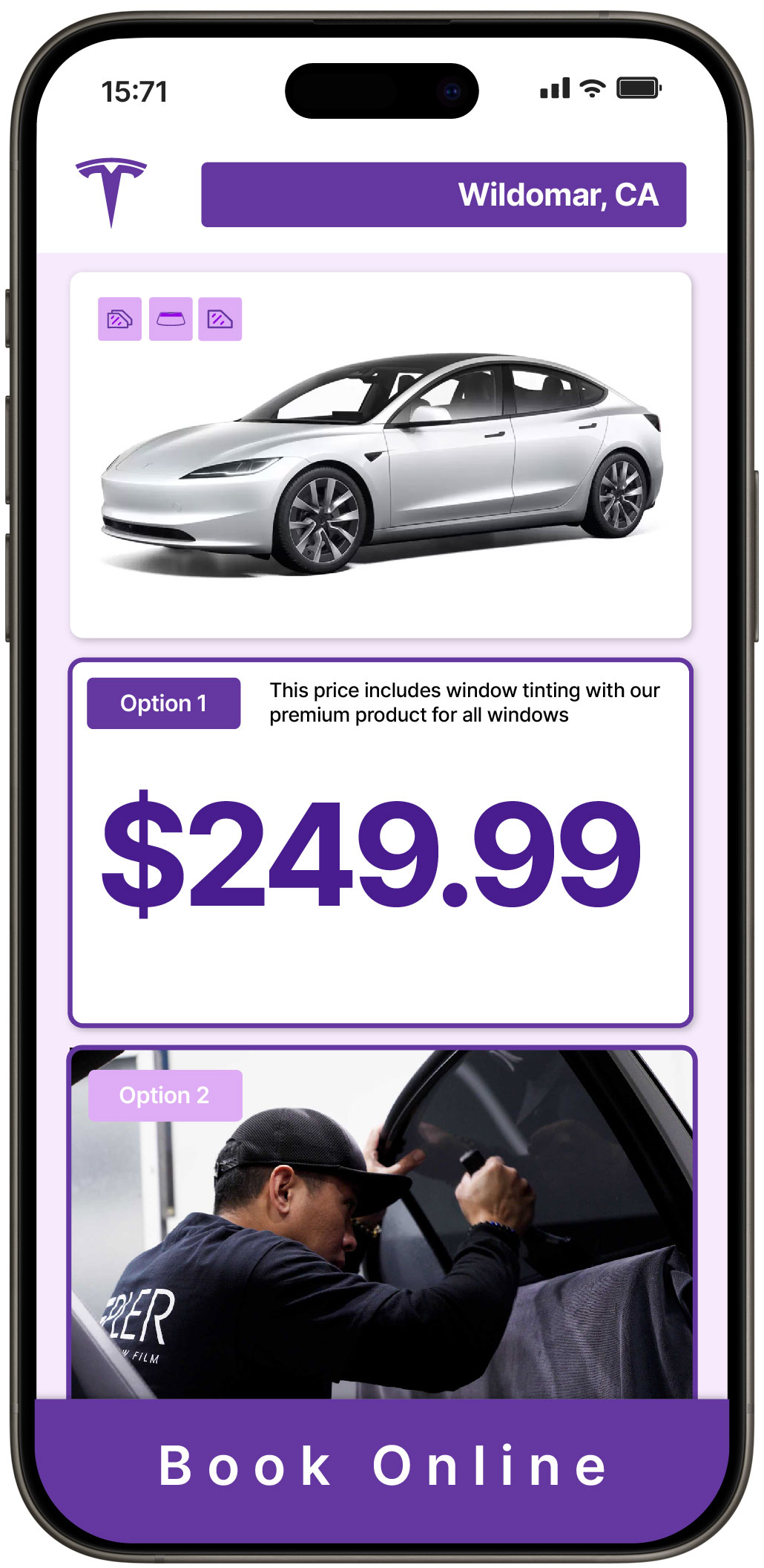 View Affordable Tesla Window Tinting Costs in Wildomar, California