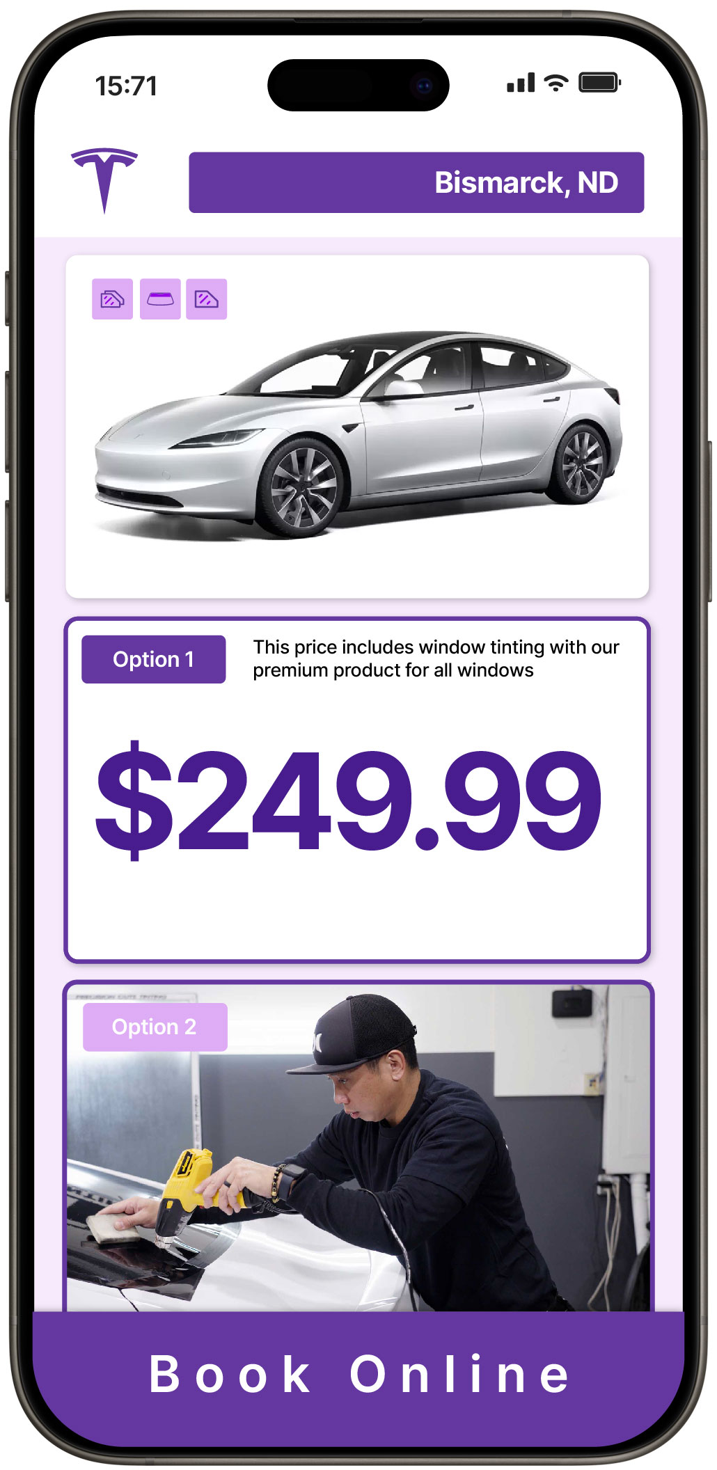 View Reasonable Tesla Window Tinting Rates in Bismarck, North Dakota