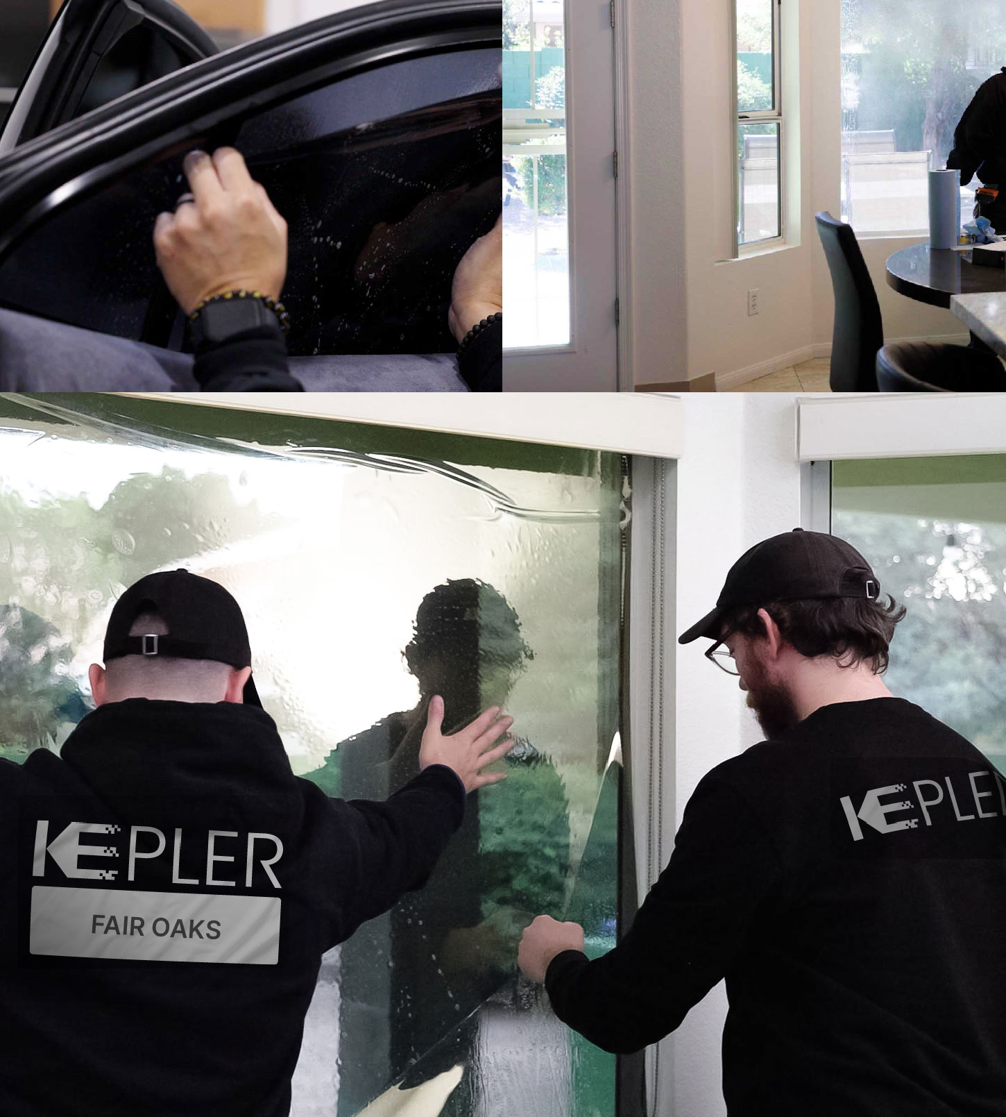 Expert Technician Installing Ceramic Window Tint to Home in Fair Oaks