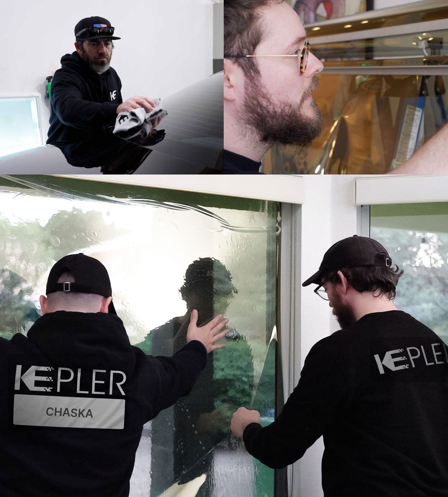 Expert Technician Applying Ceramic Window Tint to Home in Chaska