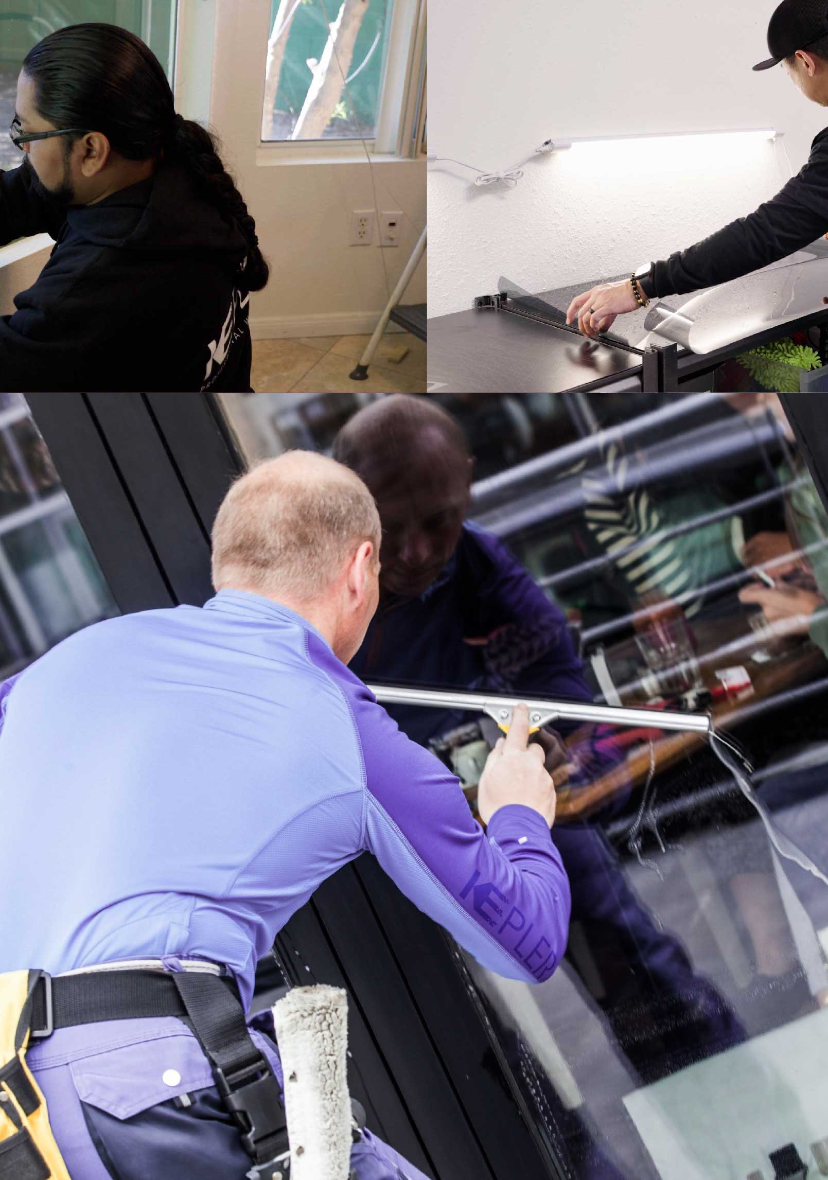 Kepler Skilled Applying Anti-Graffiti Window Film to a Lexington Shop Front