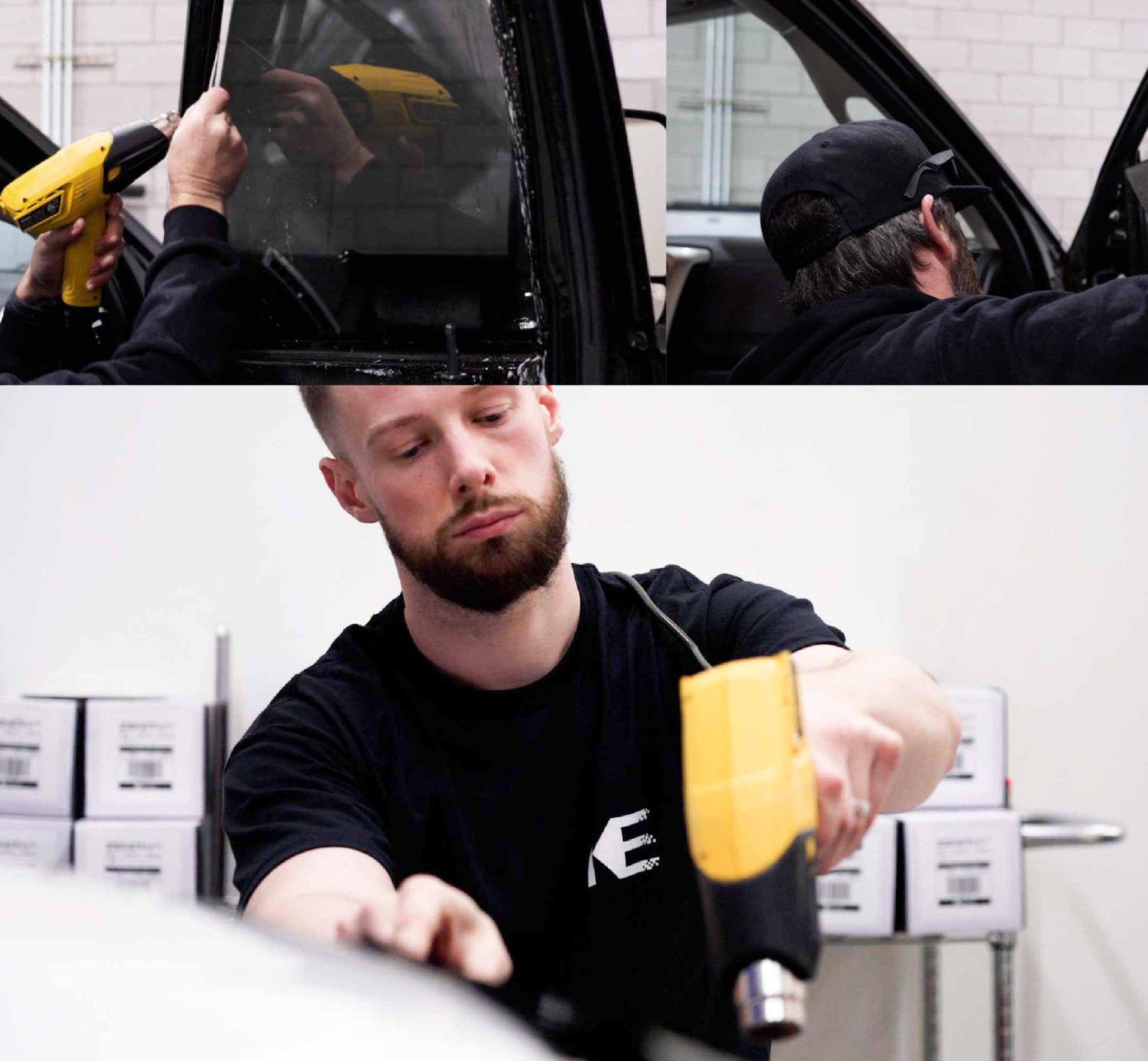 Expert Technician Applying Ceramic Window Tint to Tesla in Georgia