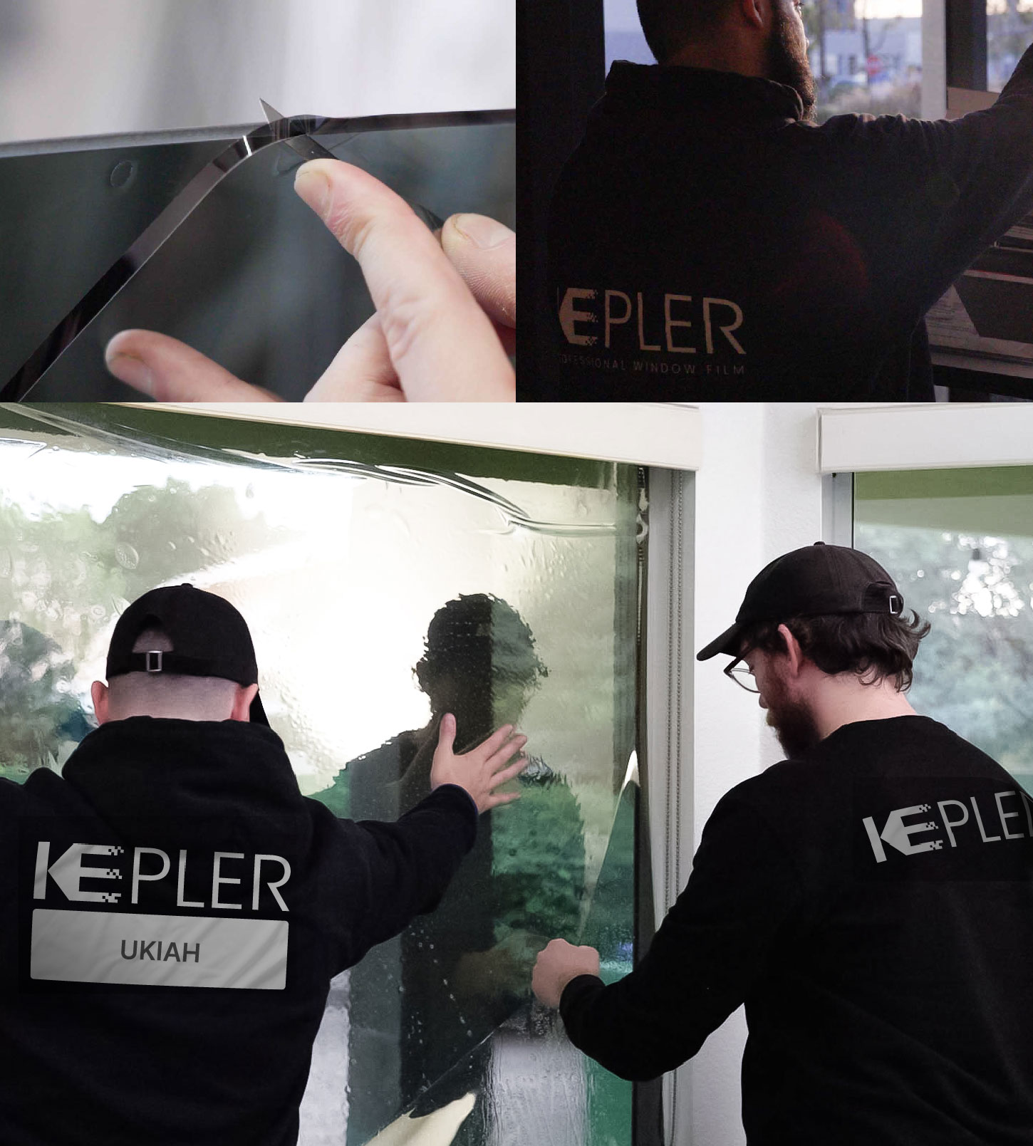 Kepler Technician Applying Advanced Window Tint to Home in Ukiah