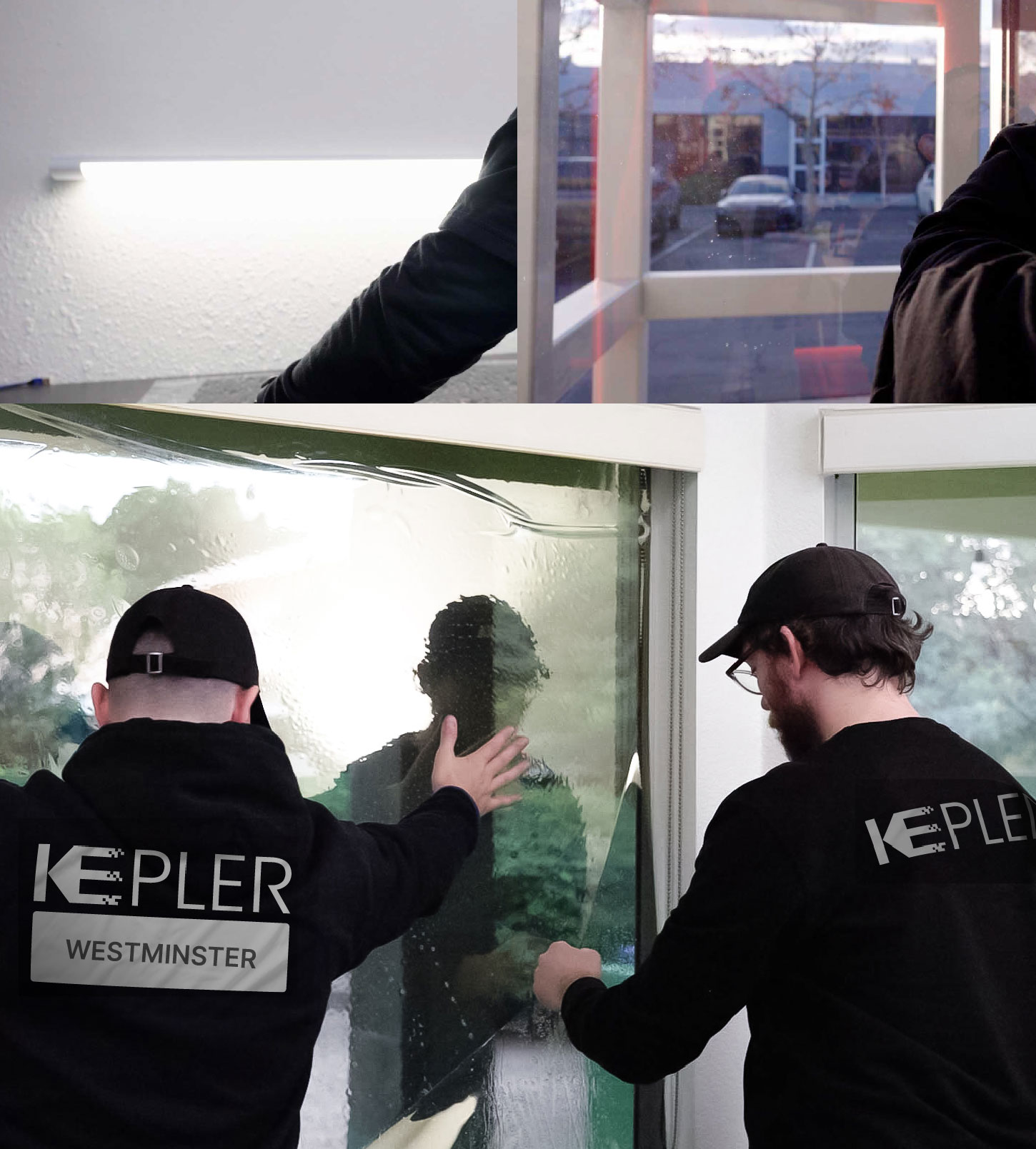 Kepler Technician Applying Ceramic Window Tint to Home in Westminster