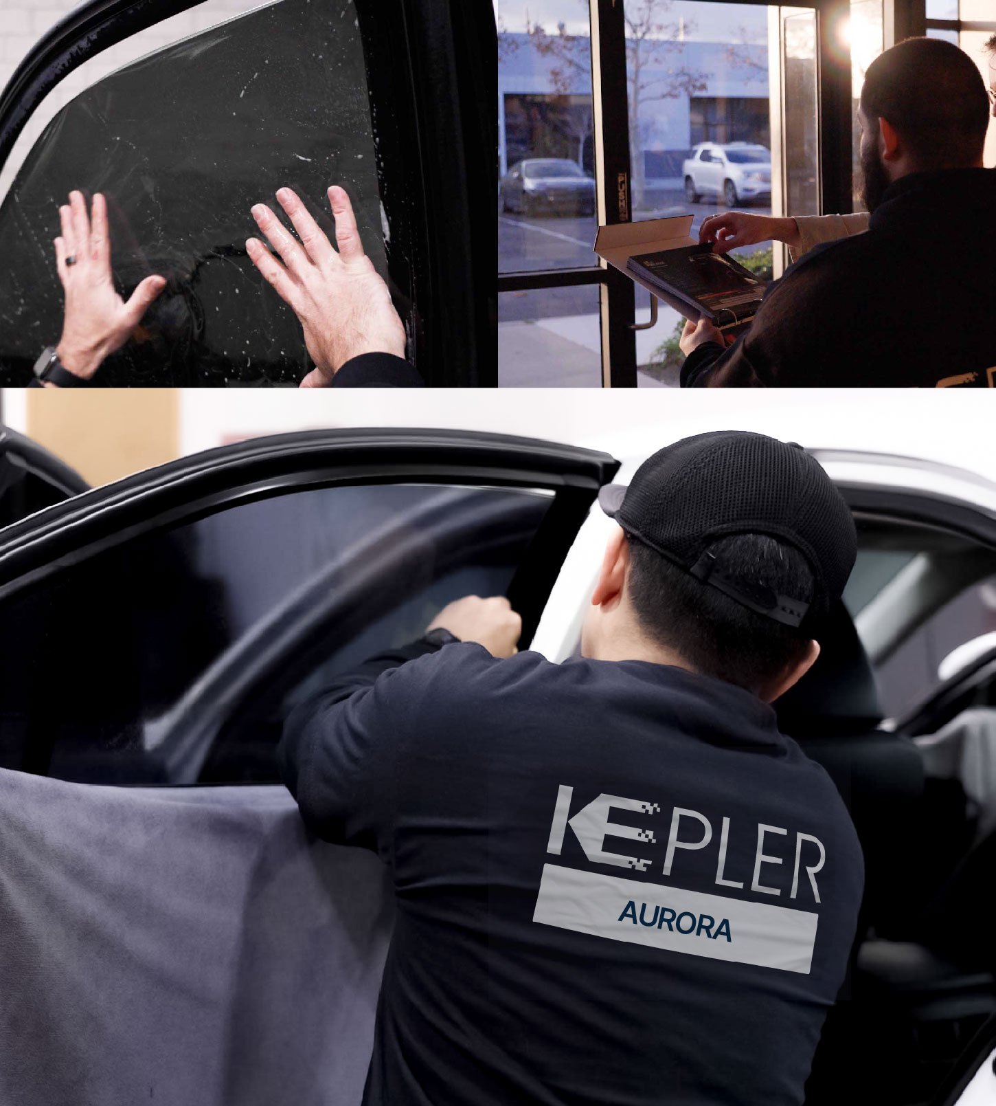 Automotive Window Tinting Expert Applying Film in Aurora, Colorado
