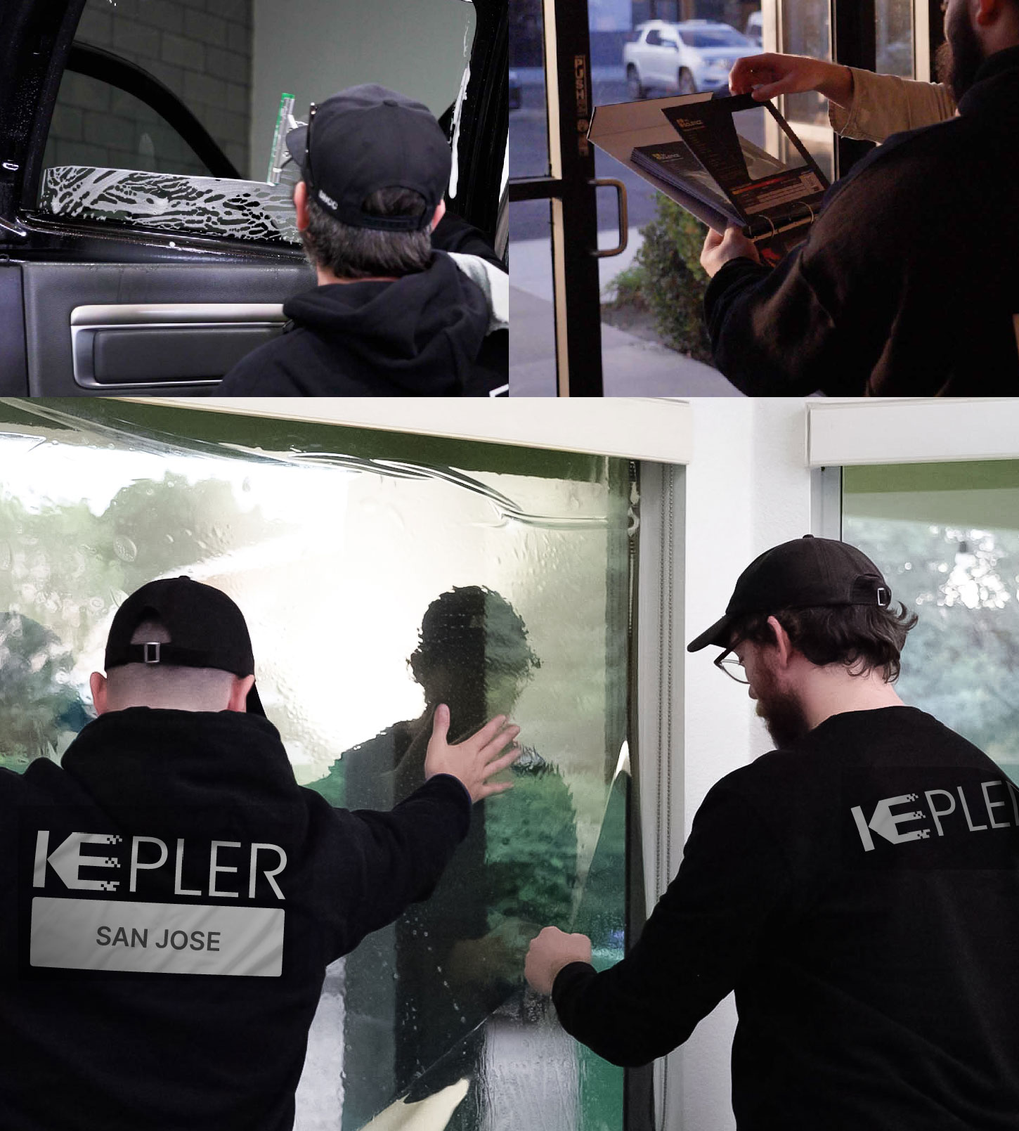 Kepler Technician Installing Ceramic Window Tint to Home in San Jose