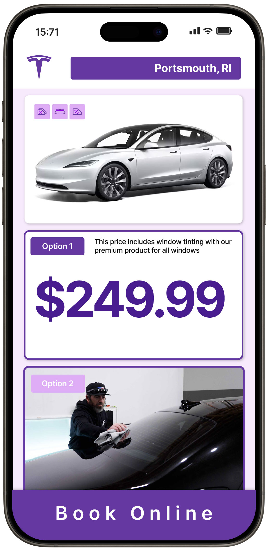 View Reasonable Tesla Window Tinting Rates in Portsmouth, Rhode Island