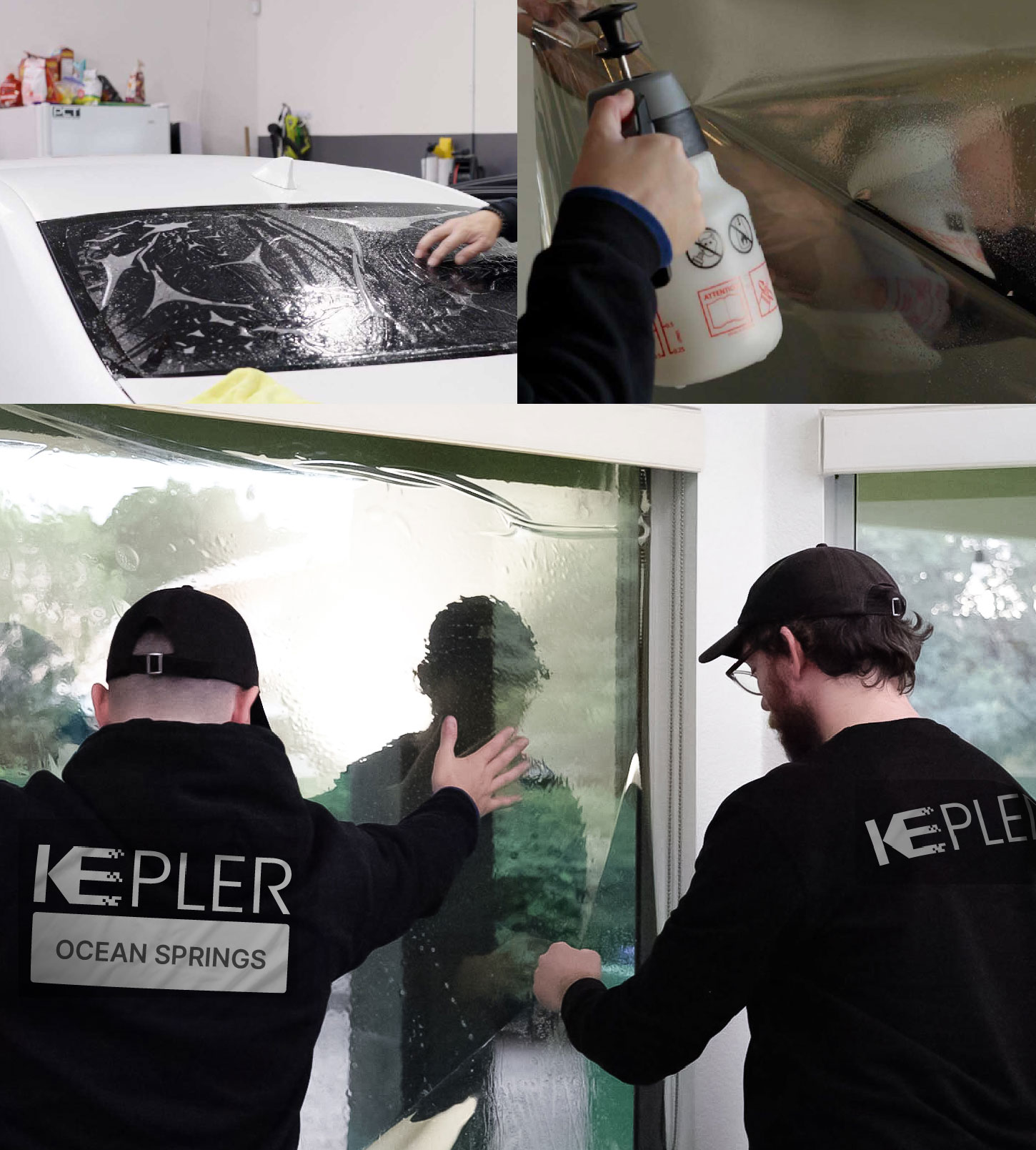 Kepler Technician Applying Advanced Window Tint to Home in Ocean Springs