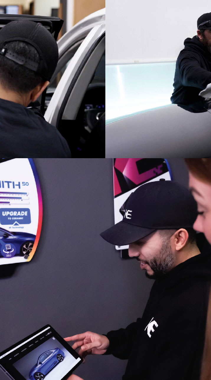 Kepler Dealer Showing Car Window Film Options to Customer in Republic, Missouri