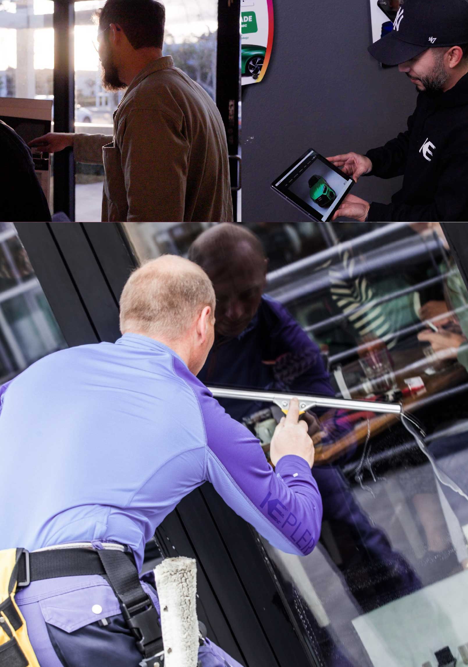 Kepler Professional Applying Anti-Graffiti Window Film to a Medford Shop Front
