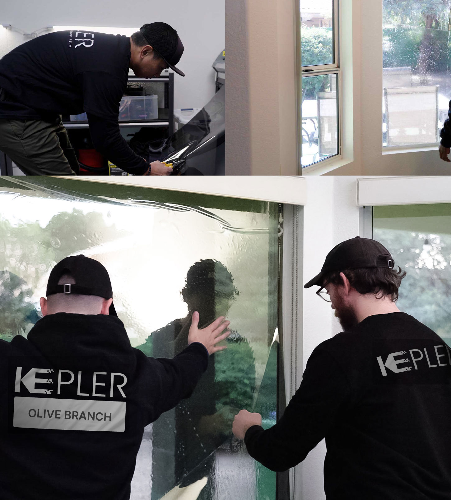 Kepler Technician Fitting Ceramic Window Tint to Home in Olive Branch